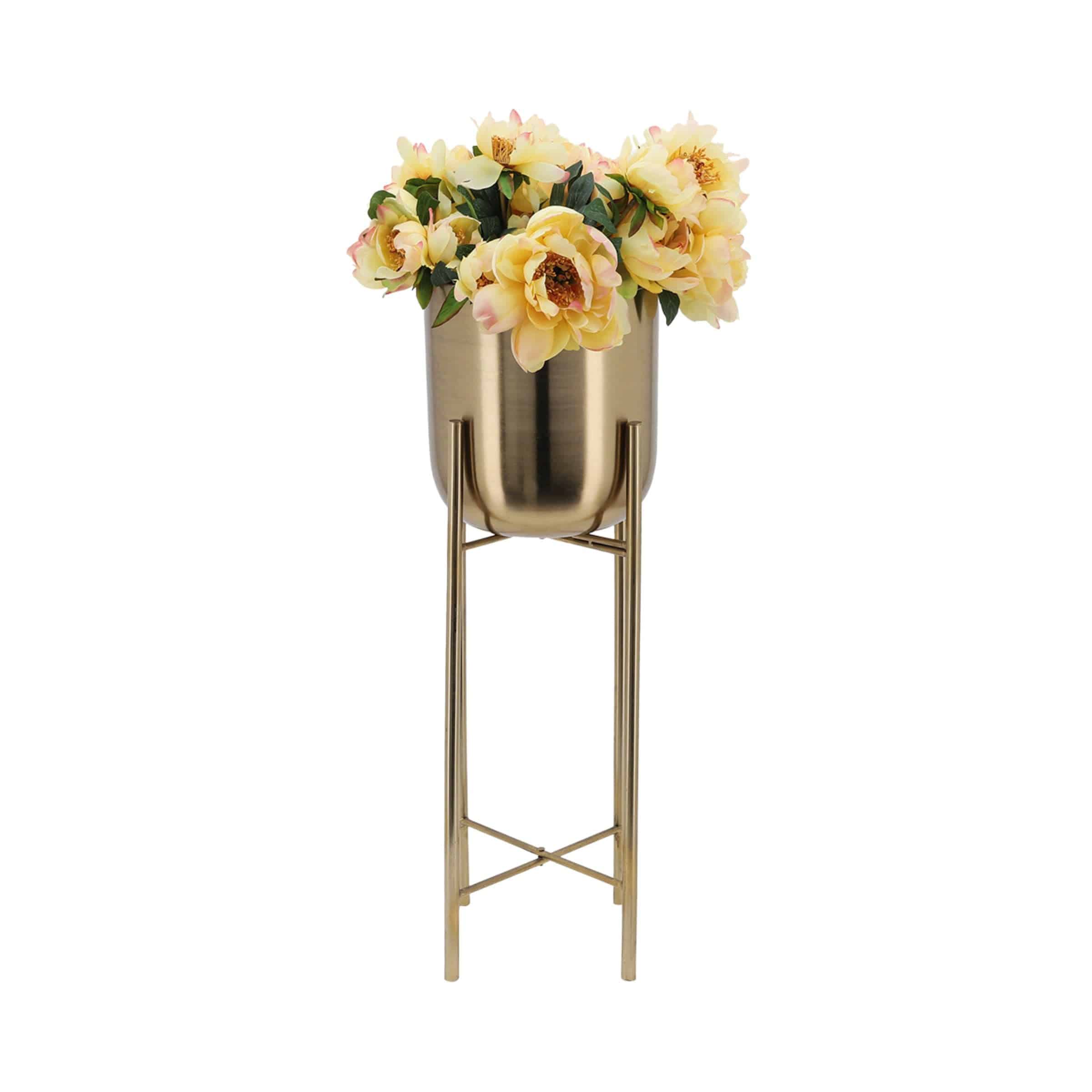 Set Of 3 Metal Planters On Stand - 40,30,20 Cm - Gold 14630 -  Planter Boxes | مجموعة من 3 مزارع معدنية على حامل - 40،30،20 سم - ذهبي - ebarza Furniture UAE | Shop Modern Furniture in Abu Dhabi & Dubai - مفروشات ايبازرا في الامارات | تسوق اثاث عصري وديكورات مميزة في دبي وابوظبي