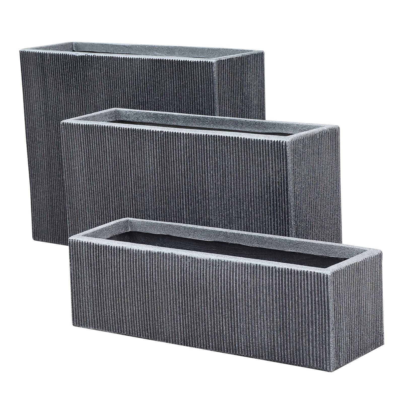 Set Of 3 Outdoor/Indoor Fiberglass Concrete Planter Box Xk-8302D+E+F -  Planter Boxes | مجموعة من 3 صندوق زراعه خرساني خارجي / داخلي من الألياف الزجاجية - ebarza Furniture UAE | Shop Modern Furniture in Abu Dhabi & Dubai - مفروشات ايبازرا في الامارات | تسوق اثاث عصري وديكورات مميزة في دبي وابوظبي