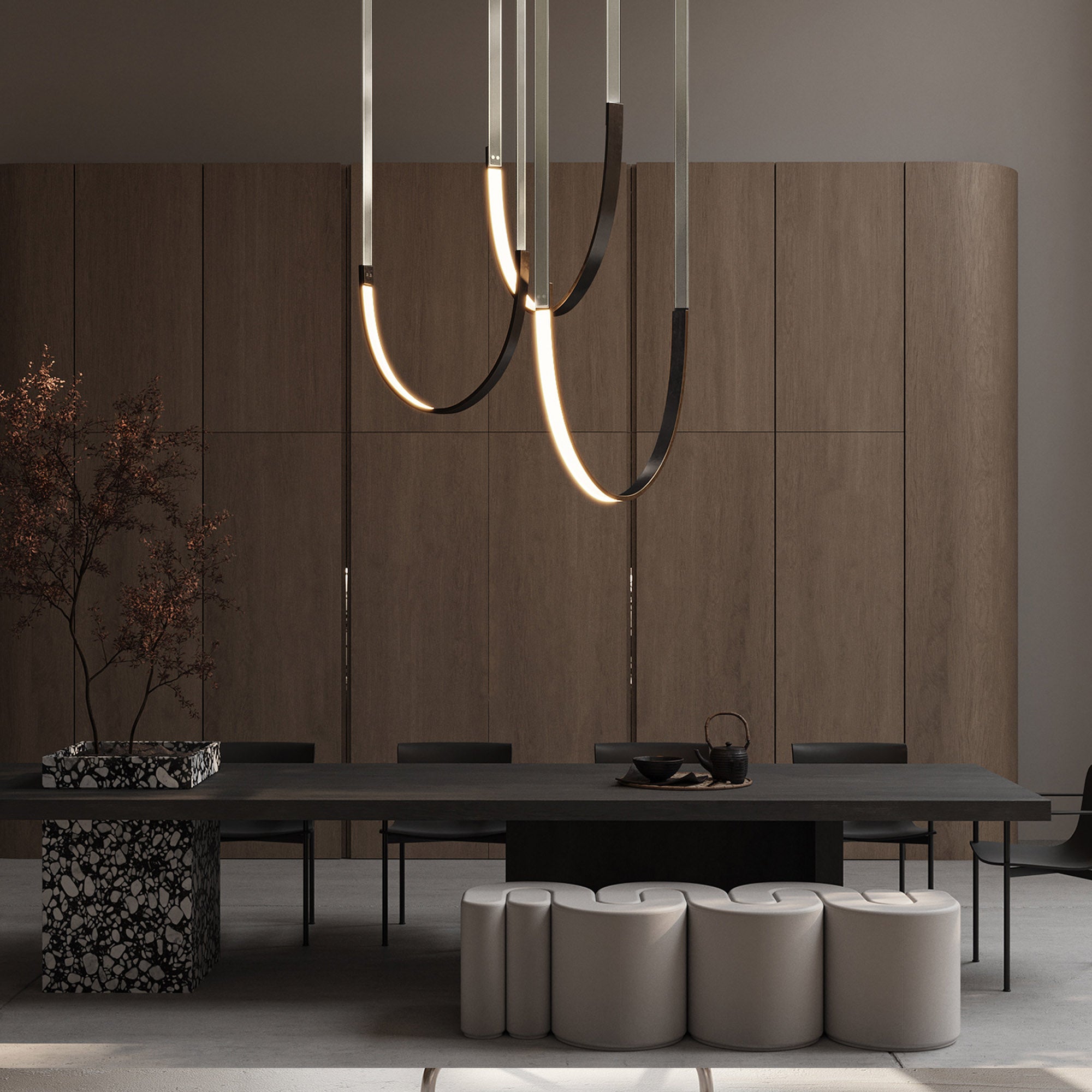 Pre-order 35 Days Delivery Set of 3x Catenary Leather Curve Pendant Lamp CY-DD-1054 -  Pendant Lamps - ebarza Furniture UAE | Shop Modern Furniture in Abu Dhabi & Dubai - مفروشات ايبازرا في الامارات | تسوق اثاث عصري وديكورات مميزة في دبي وابوظبي