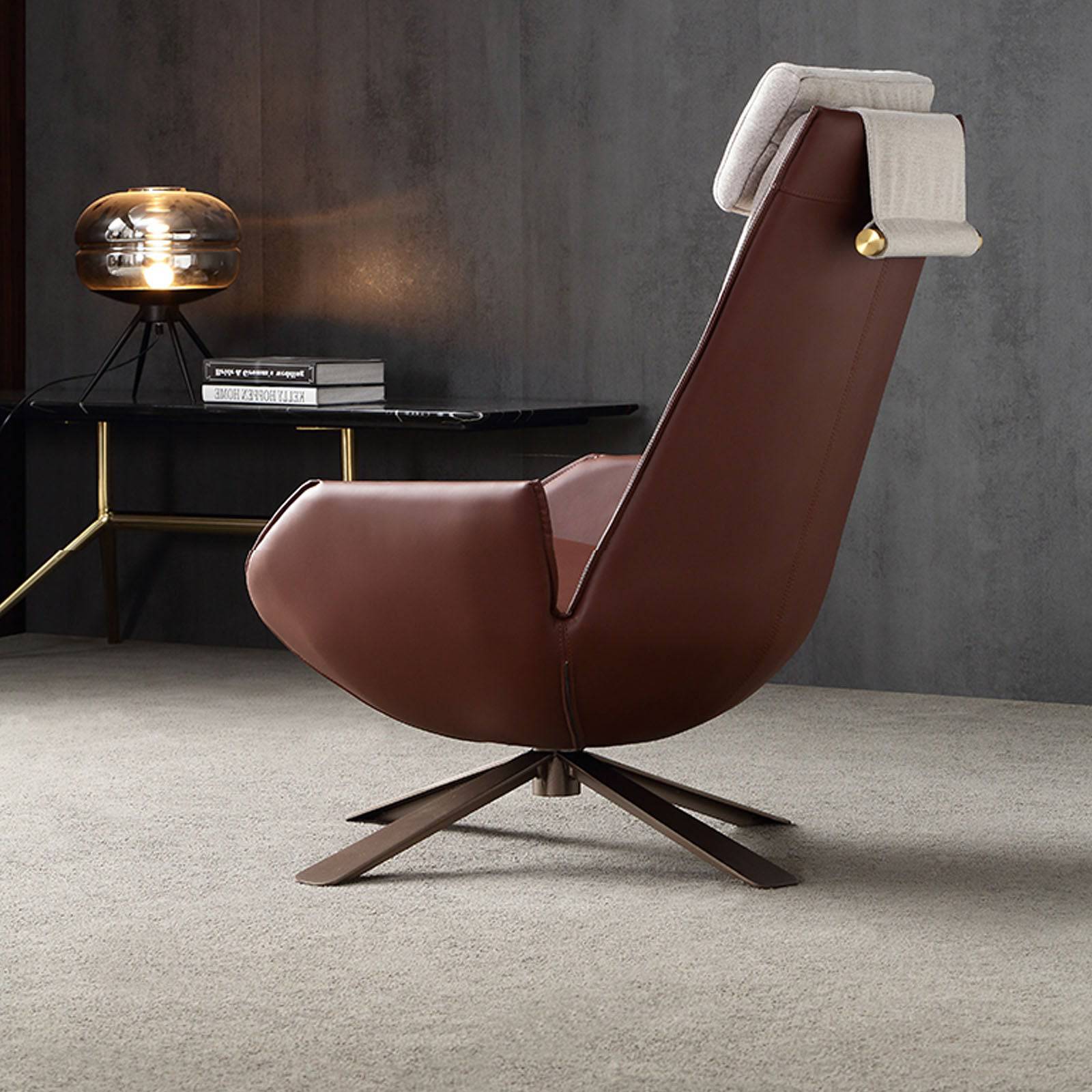 Severo Lounge Chair LC045 Brown -  Lounge Chairs - ebarza Furniture UAE | Shop Modern Furniture in Abu Dhabi & Dubai - مفروشات ايبازرا في الامارات | تسوق اثاث عصري وديكورات مميزة في دبي وابوظبي