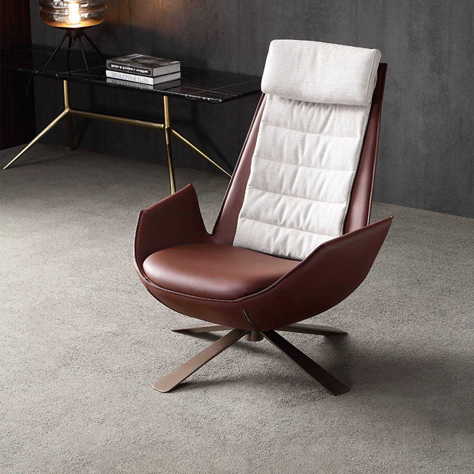 Severo Lounge Chair LC045 Brown -  Lounge Chairs - ebarza Furniture UAE | Shop Modern Furniture in Abu Dhabi & Dubai - مفروشات ايبازرا في الامارات | تسوق اثاث عصري وديكورات مميزة في دبي وابوظبي