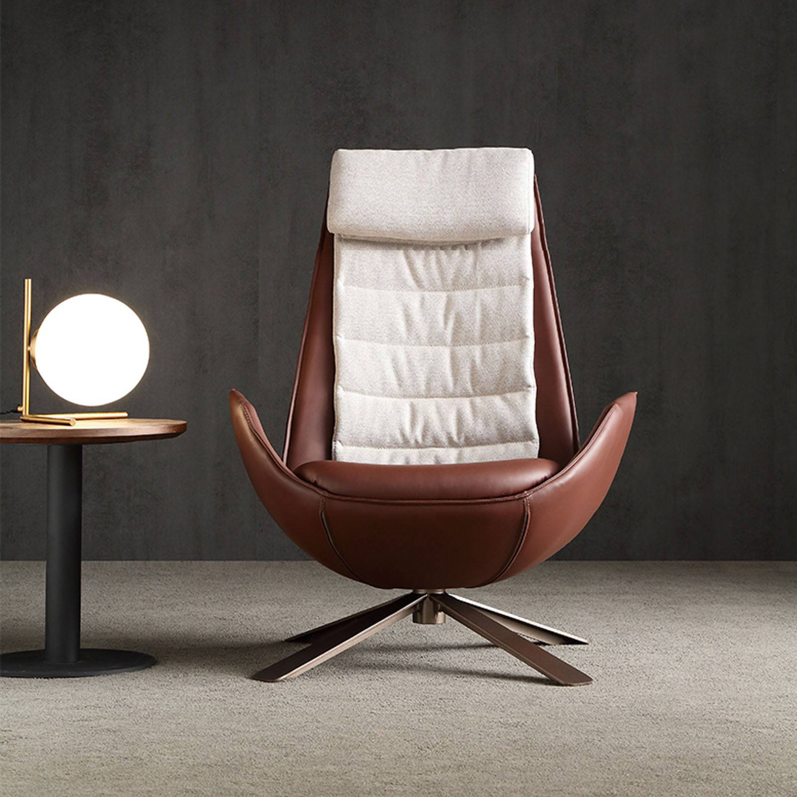 Severo Lounge Chair LC045 Brown -  Lounge Chairs - ebarza Furniture UAE | Shop Modern Furniture in Abu Dhabi & Dubai - مفروشات ايبازرا في الامارات | تسوق اثاث عصري وديكورات مميزة في دبي وابوظبي