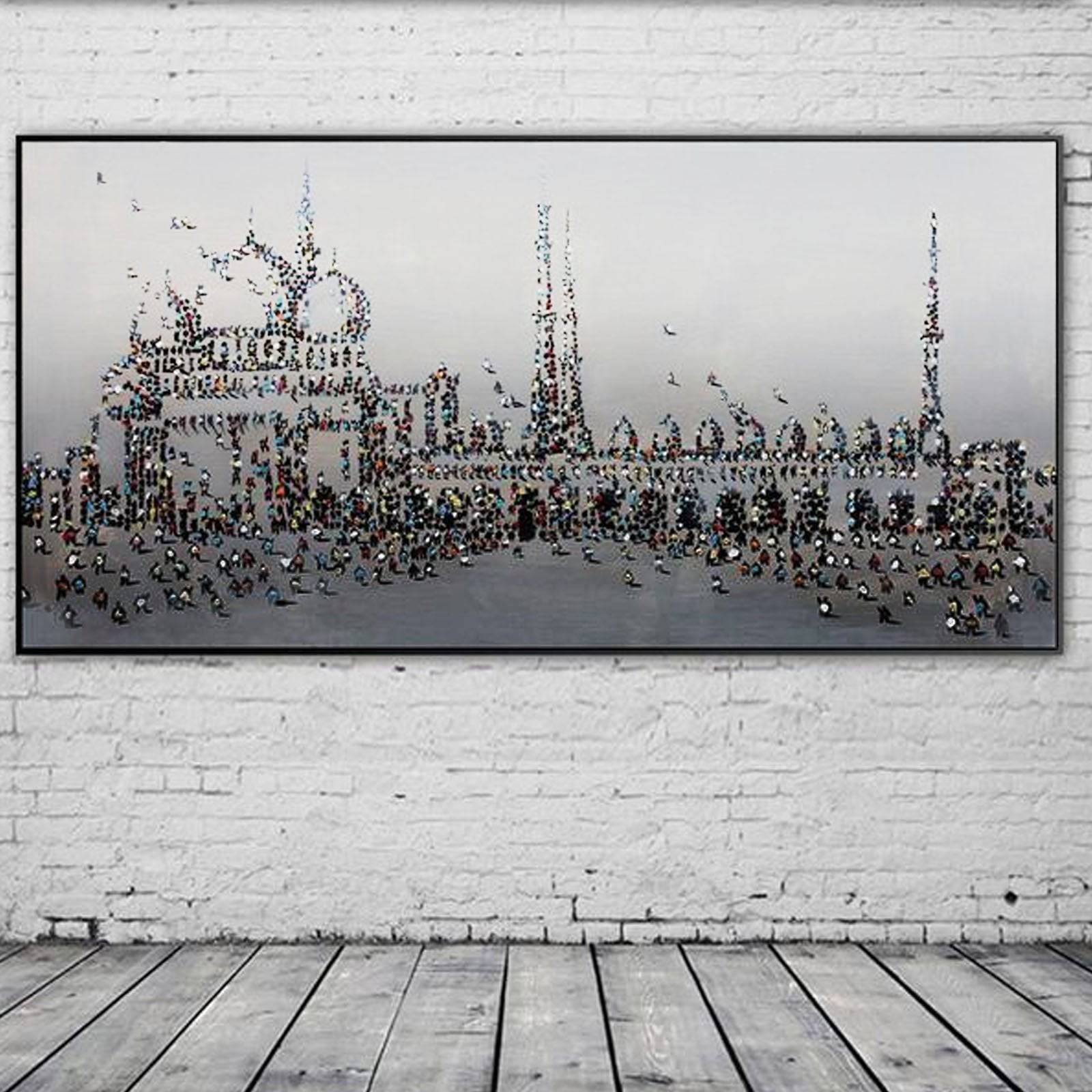 Sheikh Zayed Grand Mosque Abu Dhabi Hand Painted Art Painting 160X80 Cm Soap008 -  Paintings - ebarza Furniture UAE | Shop Modern Furniture in Abu Dhabi & Dubai - مفروشات ايبازرا في الامارات | تسوق اثاث عصري وديكورات مميزة في دبي وابوظبي