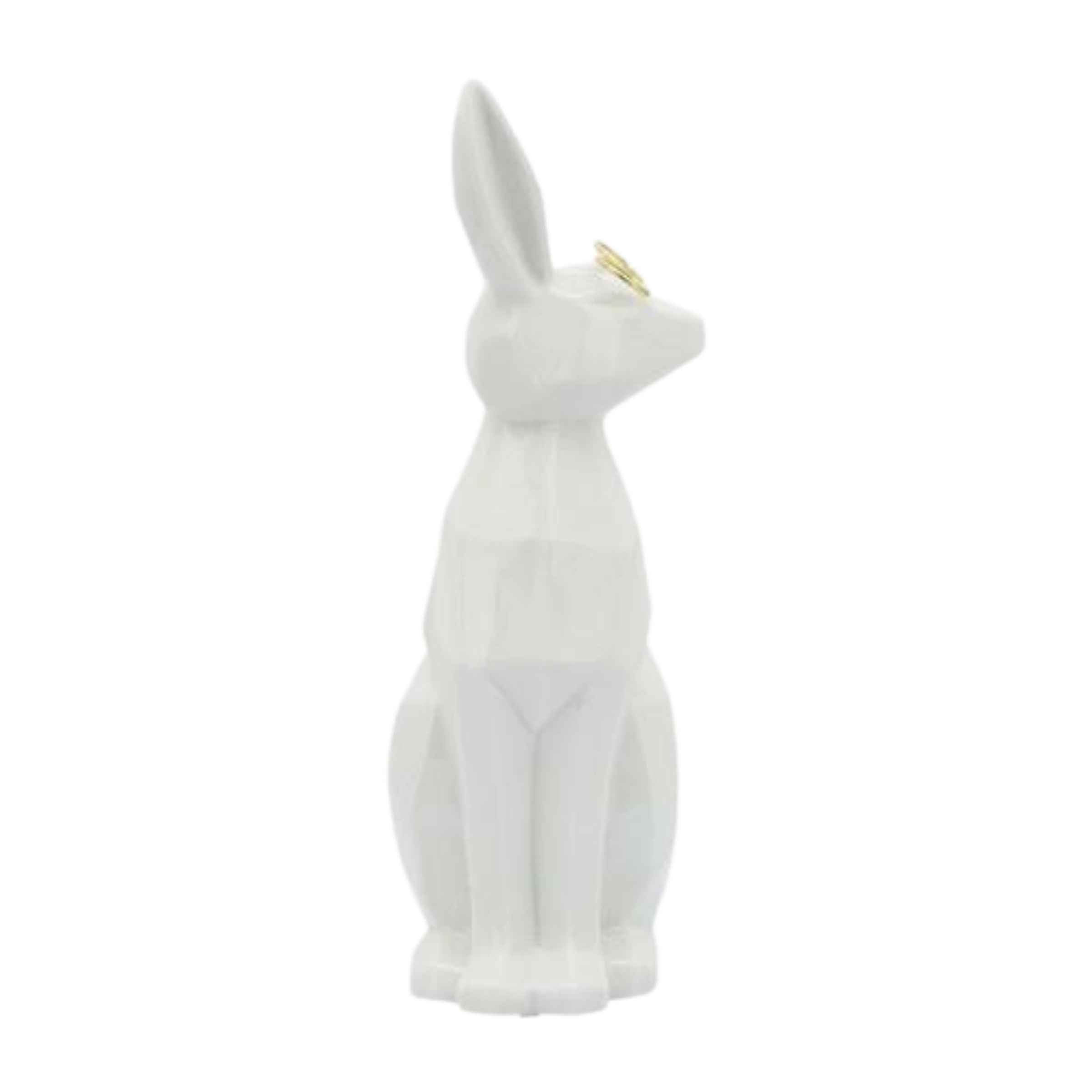 Sideview Bunny With Glasses Ceramic 27 Cm - White And Gold 16943-03 -  Home Decor Figurines | أرنب مع نظارة سيراميك 27 سم - أبيض وذهبي - ebarza Furniture UAE | Shop Modern Furniture in Abu Dhabi & Dubai - مفروشات ايبازرا في الامارات | تسوق اثاث عصري وديكورات مميزة في دبي وابوظبي