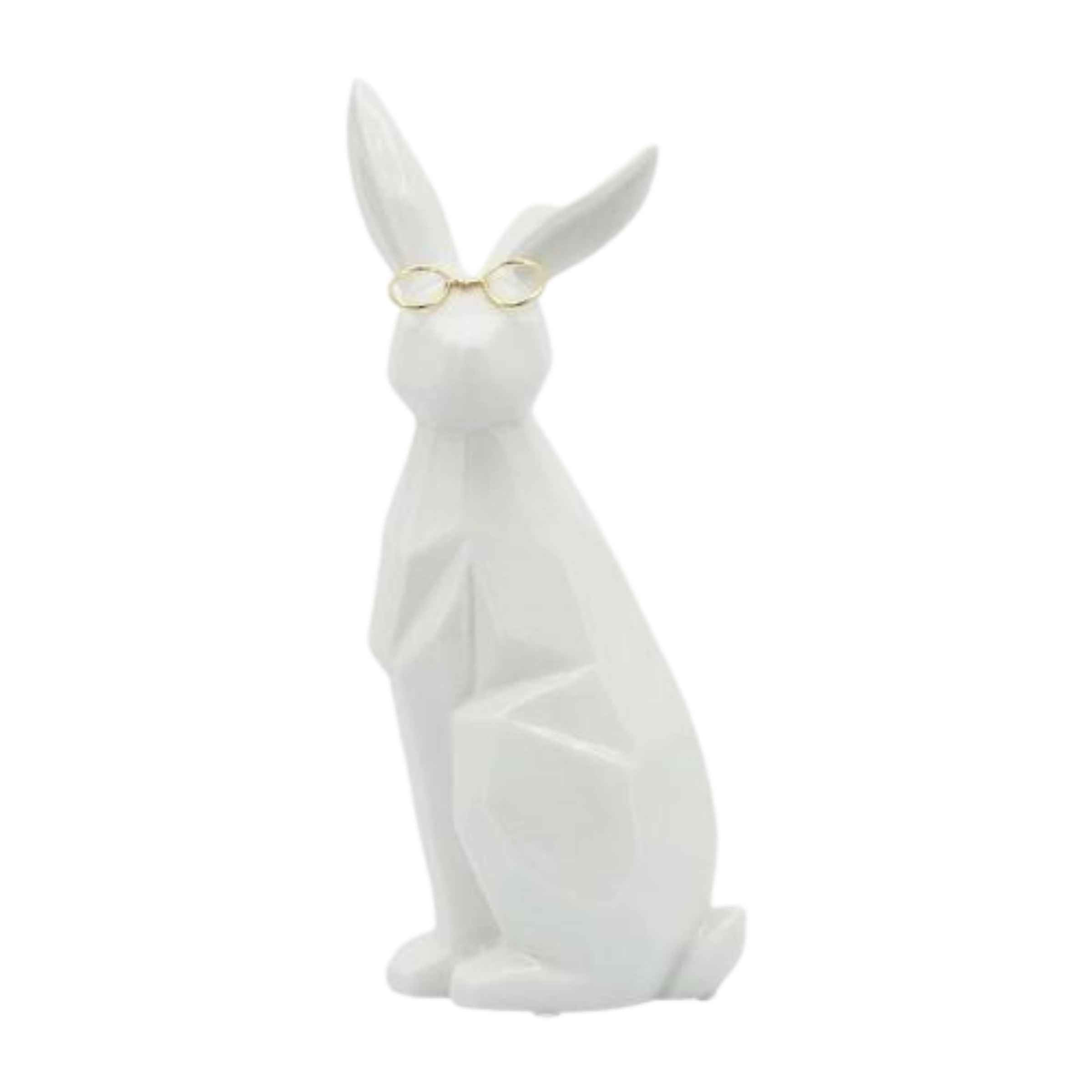 Sideview Bunny With Glasses Ceramic 27 Cm - White And Gold 16943-03 -  Home Decor Figurines | أرنب مع نظارة سيراميك 27 سم - أبيض وذهبي - ebarza Furniture UAE | Shop Modern Furniture in Abu Dhabi & Dubai - مفروشات ايبازرا في الامارات | تسوق اثاث عصري وديكورات مميزة في دبي وابوظبي