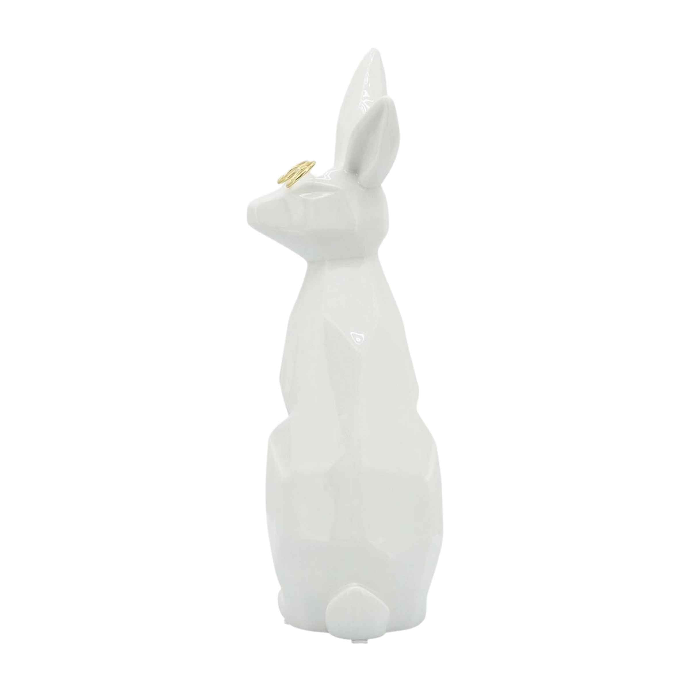 Sideview Bunny With Glasses Ceramic 27 Cm - White And Gold 16943-03 -  Home Decor Figurines | أرنب مع نظارة سيراميك 27 سم - أبيض وذهبي - ebarza Furniture UAE | Shop Modern Furniture in Abu Dhabi & Dubai - مفروشات ايبازرا في الامارات | تسوق اثاث عصري وديكورات مميزة في دبي وابوظبي