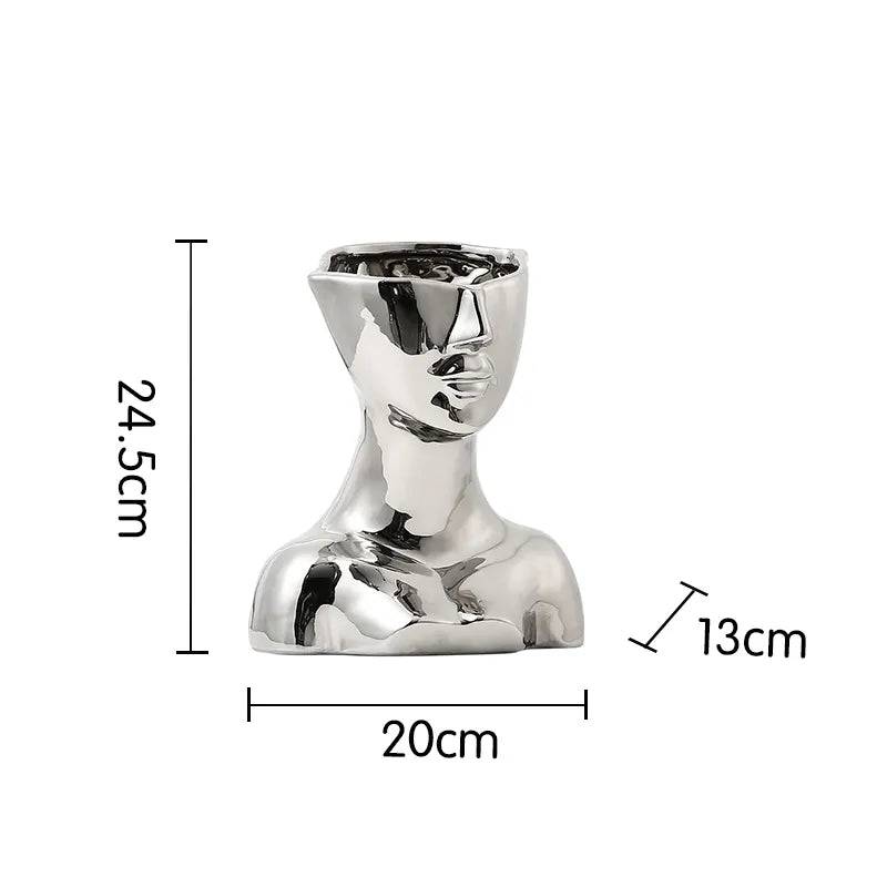 Silver Ceramic Figurative Sculpture Fa-D22038 -  Home Decor Figurines | نحت تصويري من السيراميك الفضي - ebarza Furniture UAE | Shop Modern Furniture in Abu Dhabi & Dubai - مفروشات ايبازرا في الامارات | تسوق اثاث عصري وديكورات مميزة في دبي وابوظبي