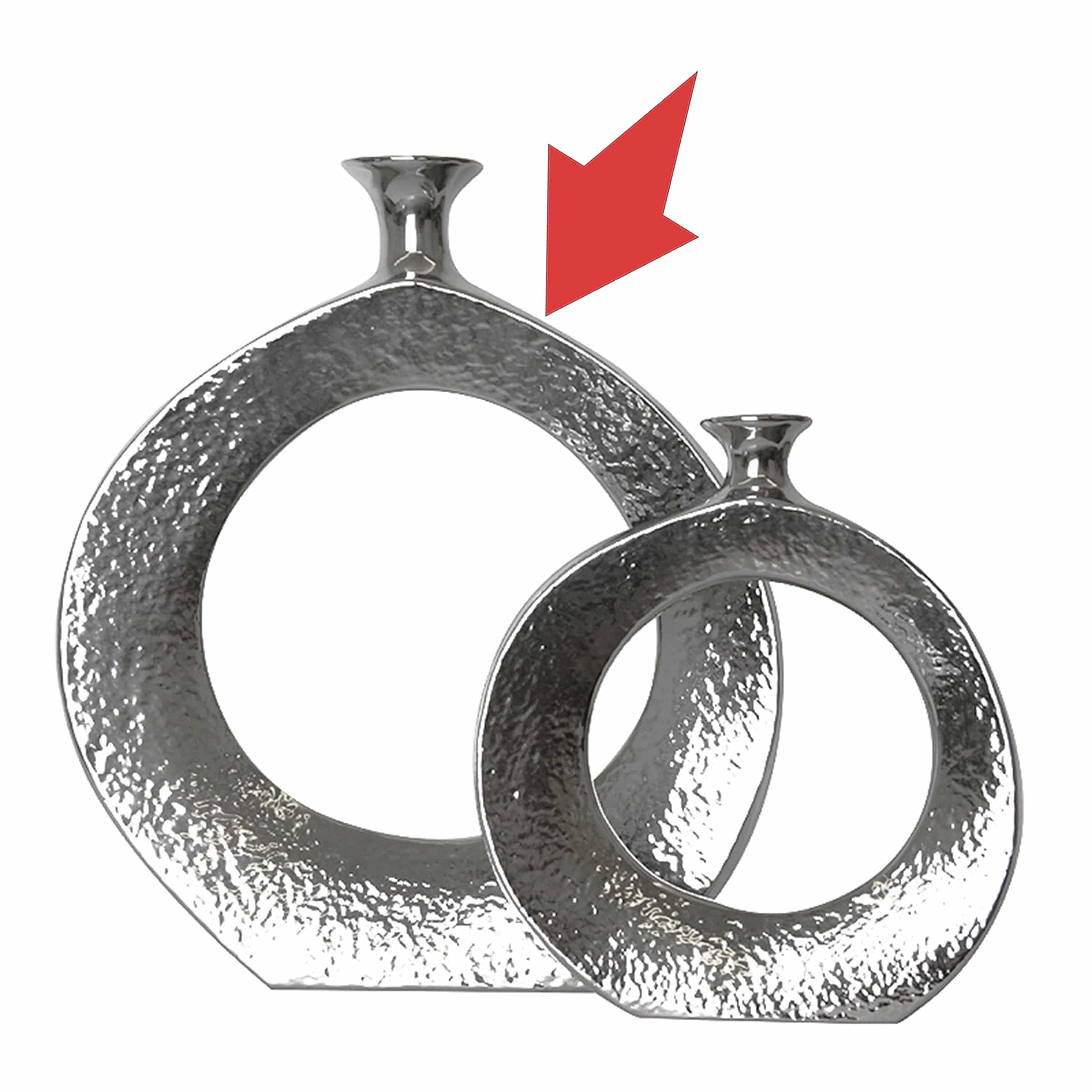 Silver Circle Vase-A Fa-D1960A -  Vases | مزهرية دائرية فضية - ebarza Furniture UAE | Shop Modern Furniture in Abu Dhabi & Dubai - مفروشات ايبازرا في الامارات | تسوق اثاث عصري وديكورات مميزة في دبي وابوظبي