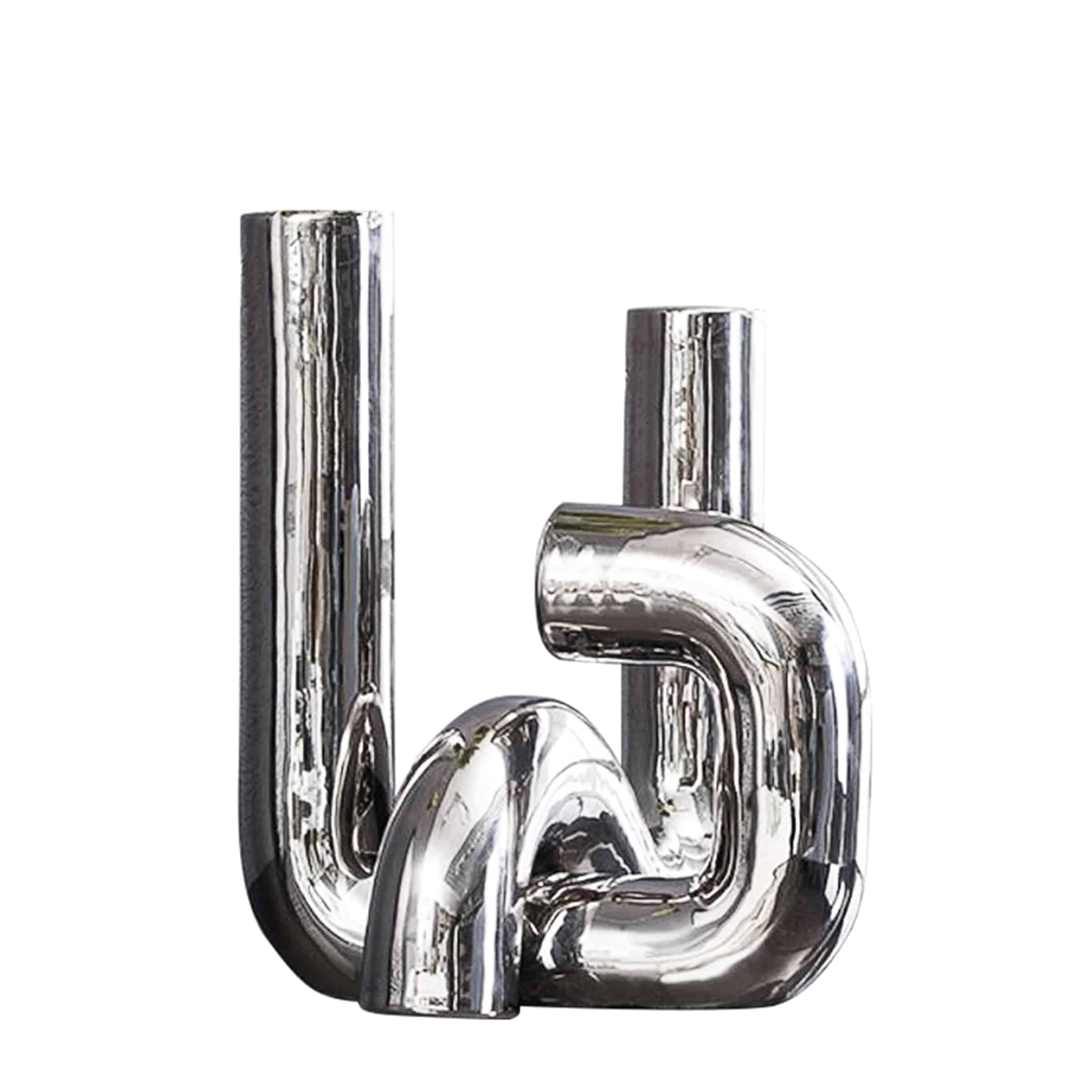 Silver Curved Ornament Fa-D21109-A -  Vases | مزهرية فضية منحنية - ebarza Furniture UAE | Shop Modern Furniture in Abu Dhabi & Dubai - مفروشات ايبازرا في الامارات | تسوق اثاث عصري وديكورات مميزة في دبي وابوظبي