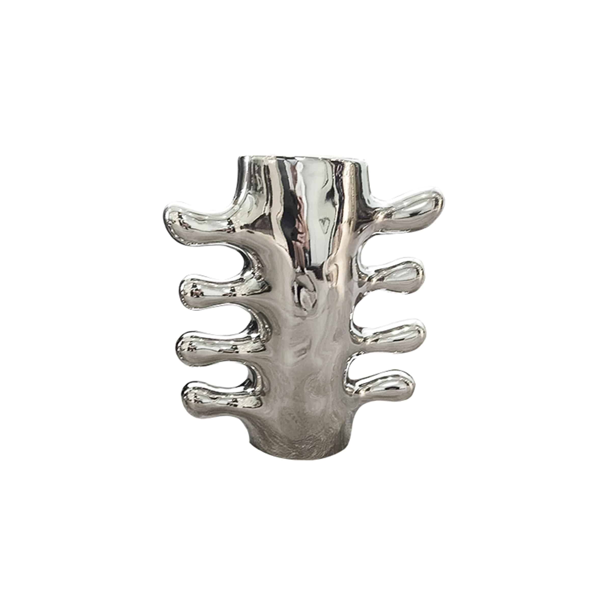 Silver Multi Ear Vase -A Fa-D21108A -  Vases | مزهرية فضية متعددة الاذن - ebarza Furniture UAE | Shop Modern Furniture in Abu Dhabi & Dubai - مفروشات ايبازرا في الامارات | تسوق اثاث عصري وديكورات مميزة في دبي وابوظبي