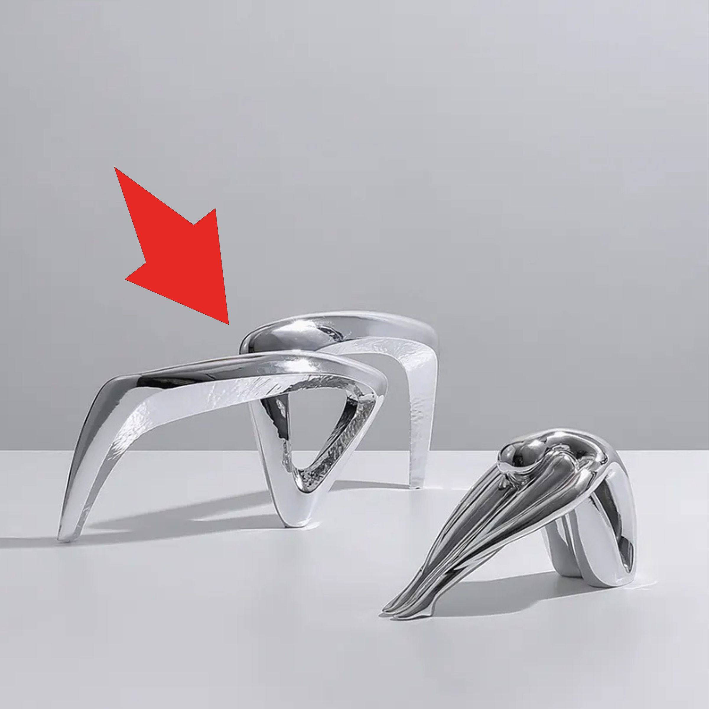 Silver Resin Abstract Sculpture Fc-Sz22031 -  Home Decor Figurines | النحت المجرد من الراتنج الفضي - ebarza Furniture UAE | Shop Modern Furniture in Abu Dhabi & Dubai - مفروشات ايبازرا في الامارات | تسوق اثاث عصري وديكورات مميزة في دبي وابوظبي