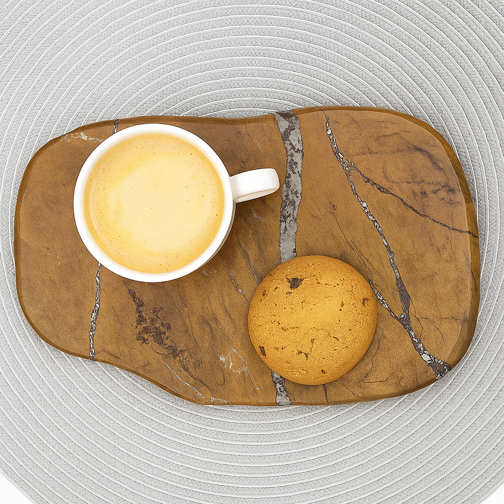 Simple Stone Plate Coffee Tray FB-T25022 -  Trays - ebarza Furniture UAE | Shop Modern Furniture in Abu Dhabi & Dubai - مفروشات ايبازرا في الامارات | تسوق اثاث عصري وديكورات مميزة في دبي وابوظبي