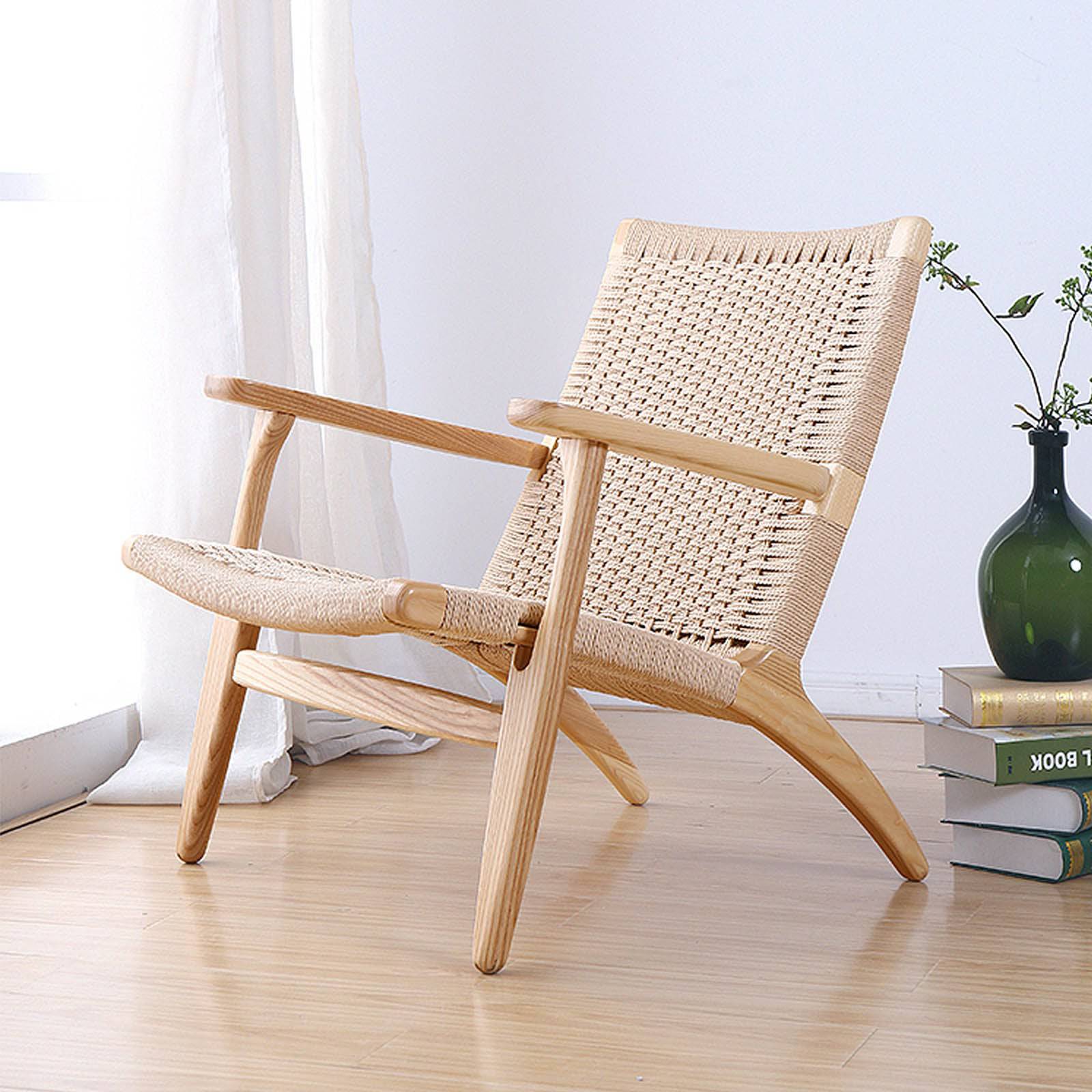 Solid Wood And Cord Lounge Chair Ws-086-N -  Lounge Chairs - ebarza Furniture UAE | Shop Modern Furniture in Abu Dhabi & Dubai - مفروشات ايبازرا في الامارات | تسوق اثاث عصري وديكورات مميزة في دبي وابوظبي