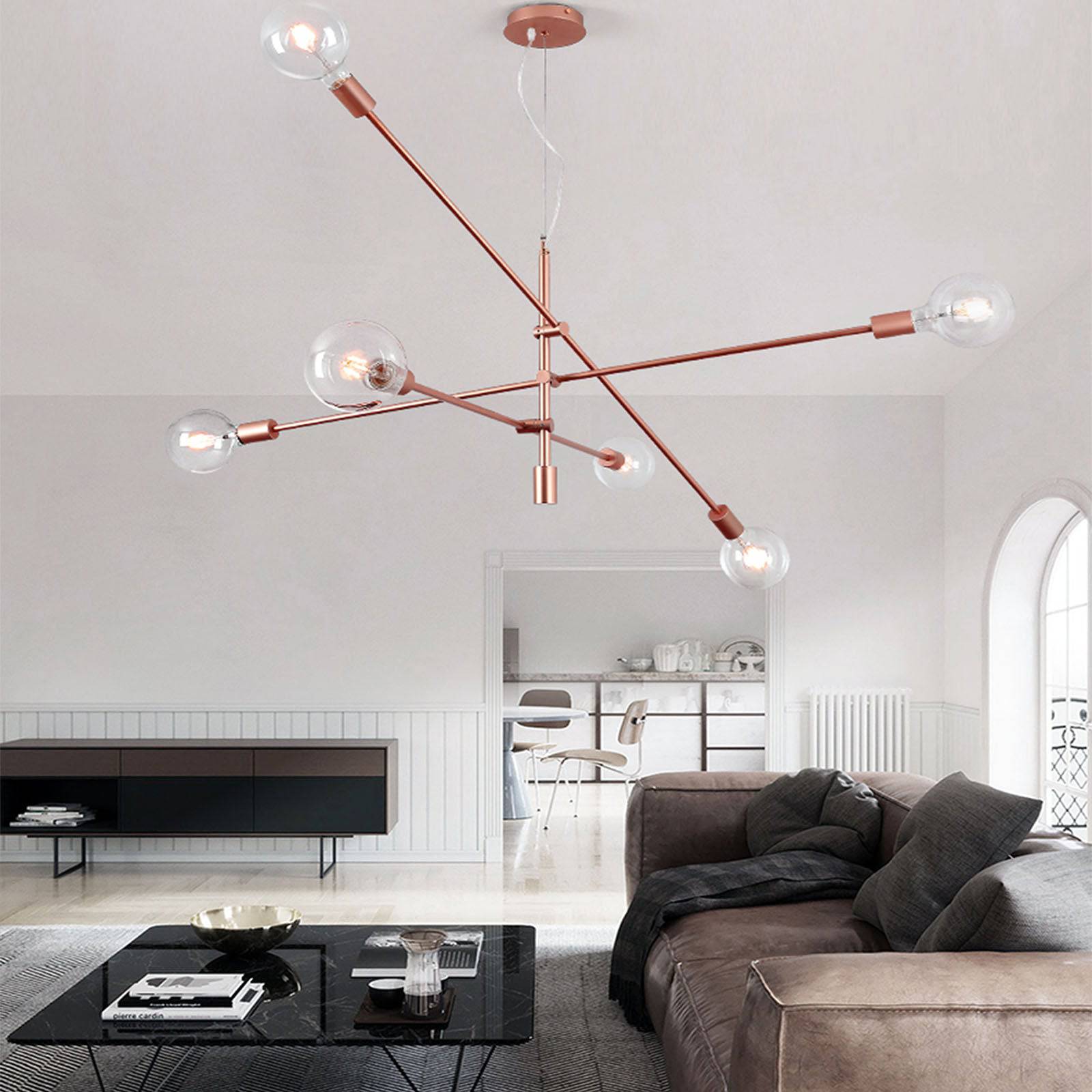 Spider 6 Heads Pendant Lamp Cy-Dd-1111-Rg -  Pendant Lamps - ebarza Furniture UAE | Shop Modern Furniture in Abu Dhabi & Dubai - مفروشات ايبازرا في الامارات | تسوق اثاث عصري وديكورات مميزة في دبي وابوظبي