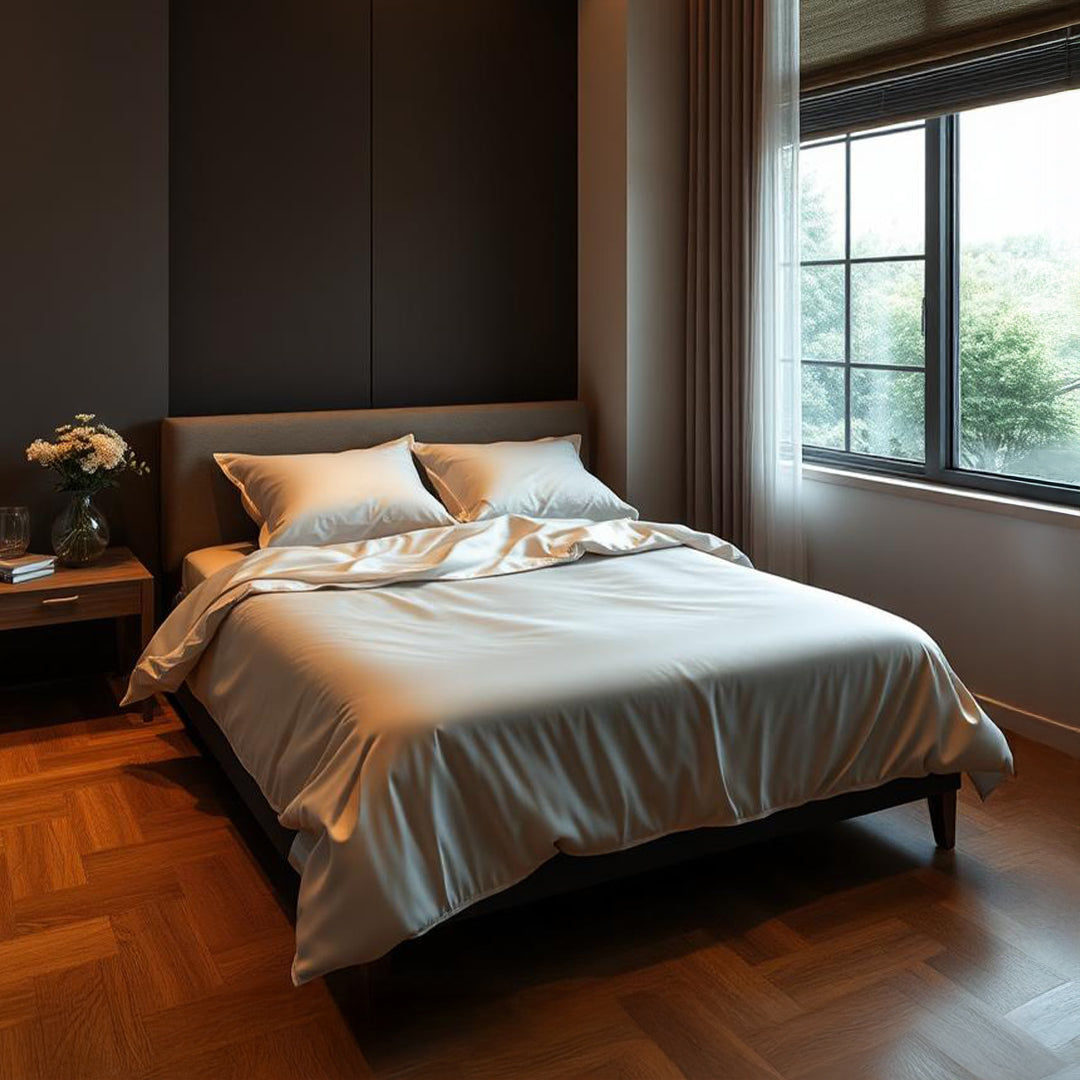 245x260 Ivory Double Bed Sheet  - 16mm Silk SRK-1/p -  Bedding - ebarza Furniture UAE | Shop Modern Furniture in Abu Dhabi & Dubai - مفروشات ايبازرا في الامارات | تسوق اثاث عصري وديكورات مميزة في دبي وابوظبي