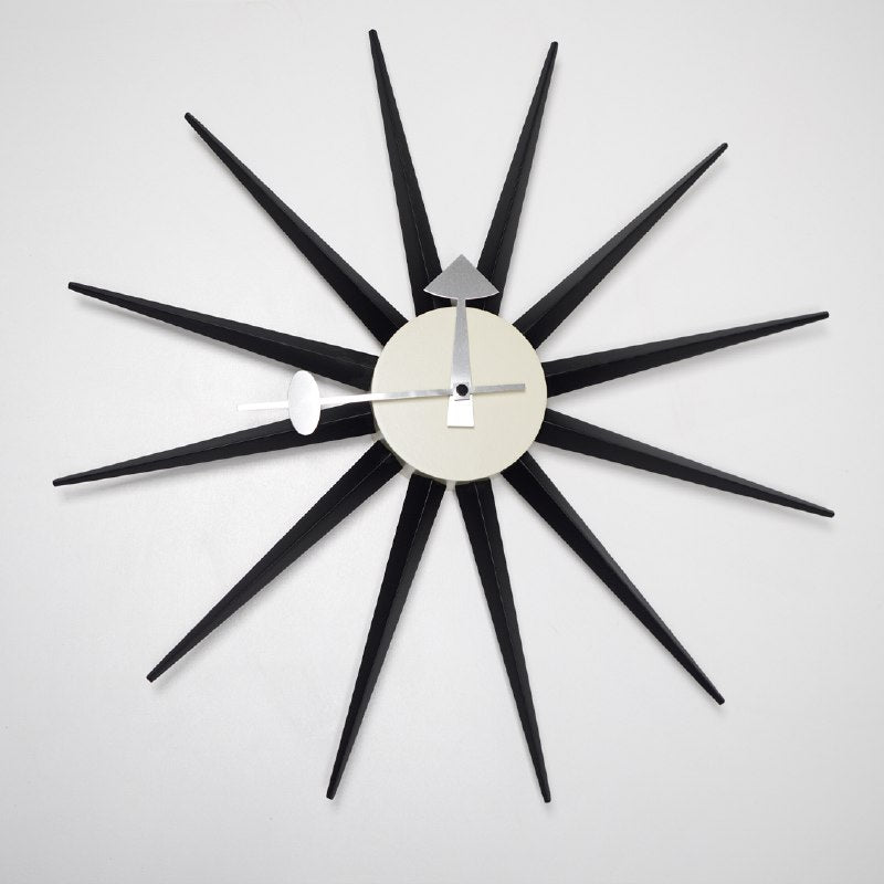 Sun Wall Clock Cw08-Black -  Clocks - ebarza Furniture UAE | Shop Modern Furniture in Abu Dhabi & Dubai - مفروشات ايبازرا في الامارات | تسوق اثاث عصري وديكورات مميزة في دبي وابوظبي