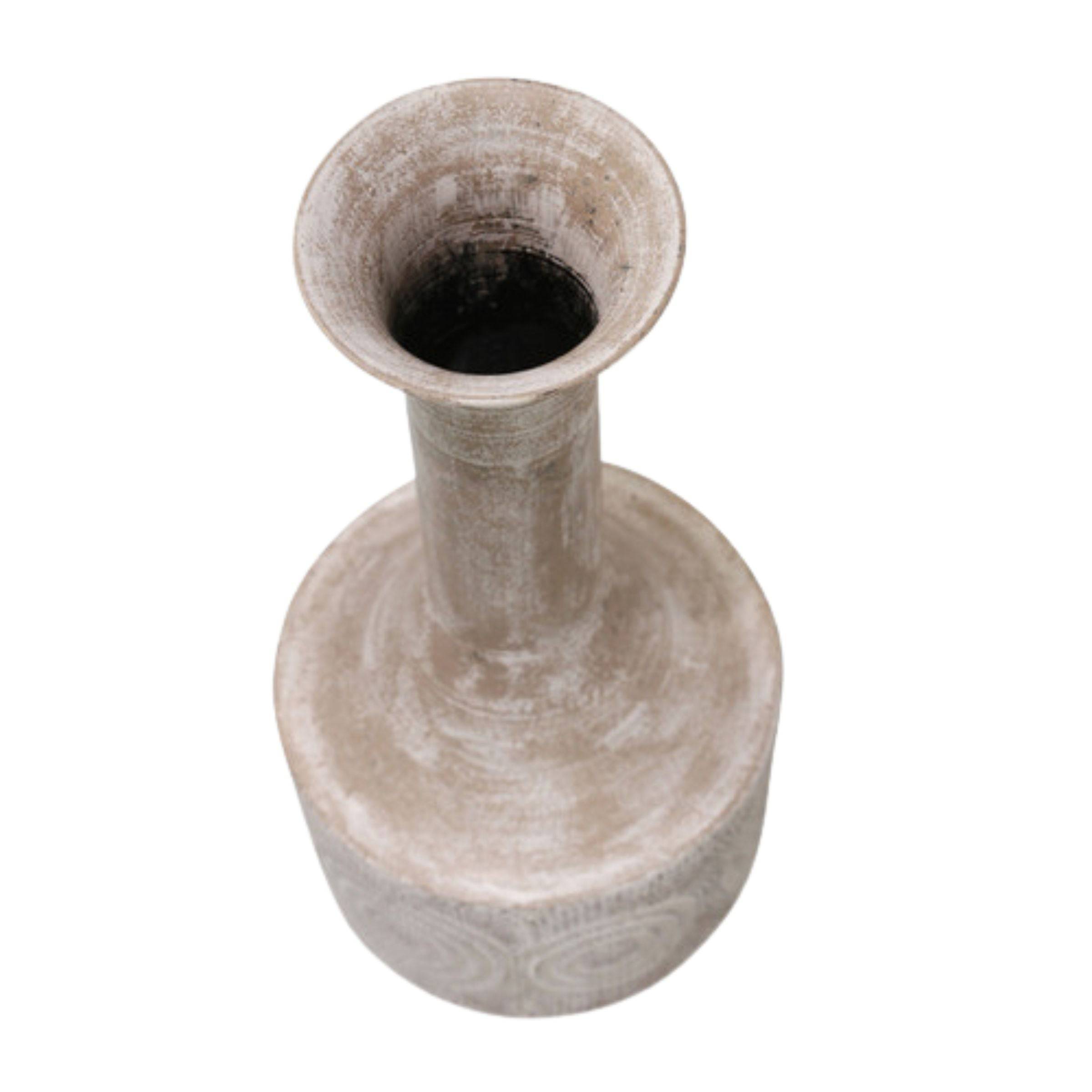 Textured Metal White Vase 14427-02 -  Vases | مزهرية معدنية بيضاء اللون - ebarza Furniture UAE | Shop Modern Furniture in Abu Dhabi & Dubai - مفروشات ايبازرا في الامارات | تسوق اثاث عصري وديكورات مميزة في دبي وابوظبي