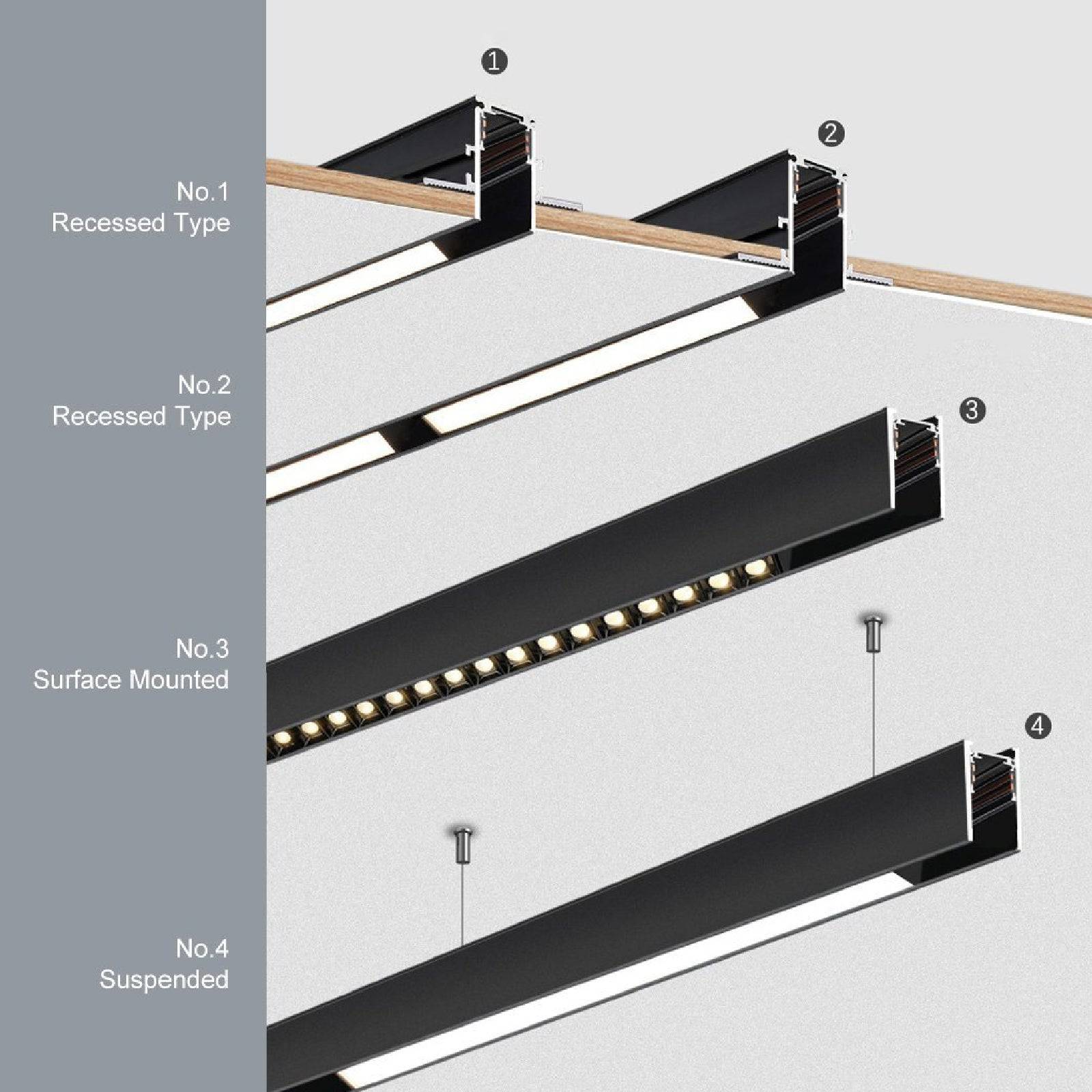 Track Light Recessed Assembly 400Cm Ynd-103 -  Track Lightings | مسار ضوء راحة الجمعية 400 سم - ebarza Furniture UAE | Shop Modern Furniture in Abu Dhabi & Dubai - مفروشات ايبازرا في الامارات | تسوق اثاث عصري وديكورات مميزة في دبي وابوظبي