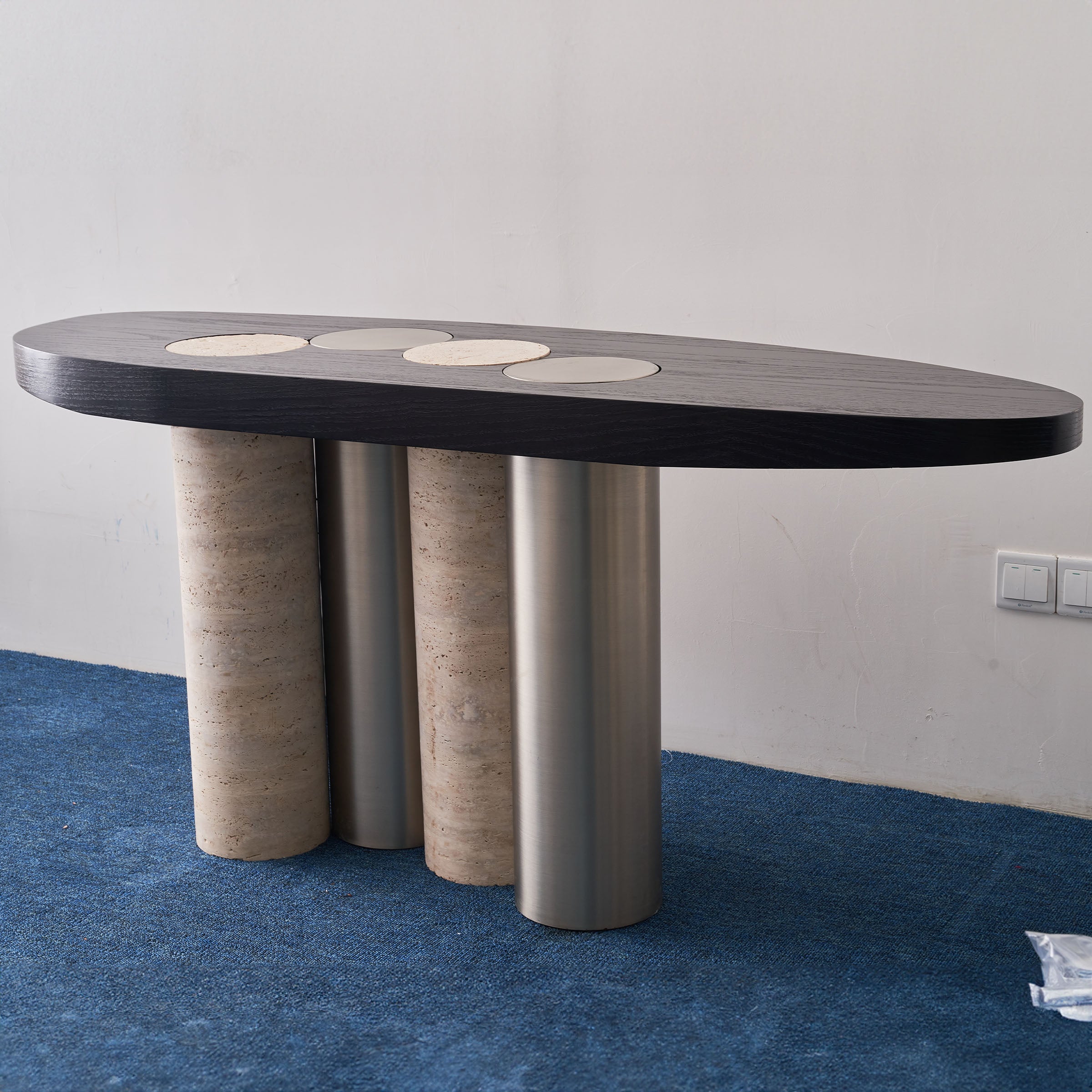 Travertine Console Table JA016 -  Consoles - ebarza Furniture UAE | Shop Modern Furniture in Abu Dhabi & Dubai - مفروشات ايبازرا في الامارات | تسوق اثاث عصري وديكورات مميزة في دبي وابوظبي