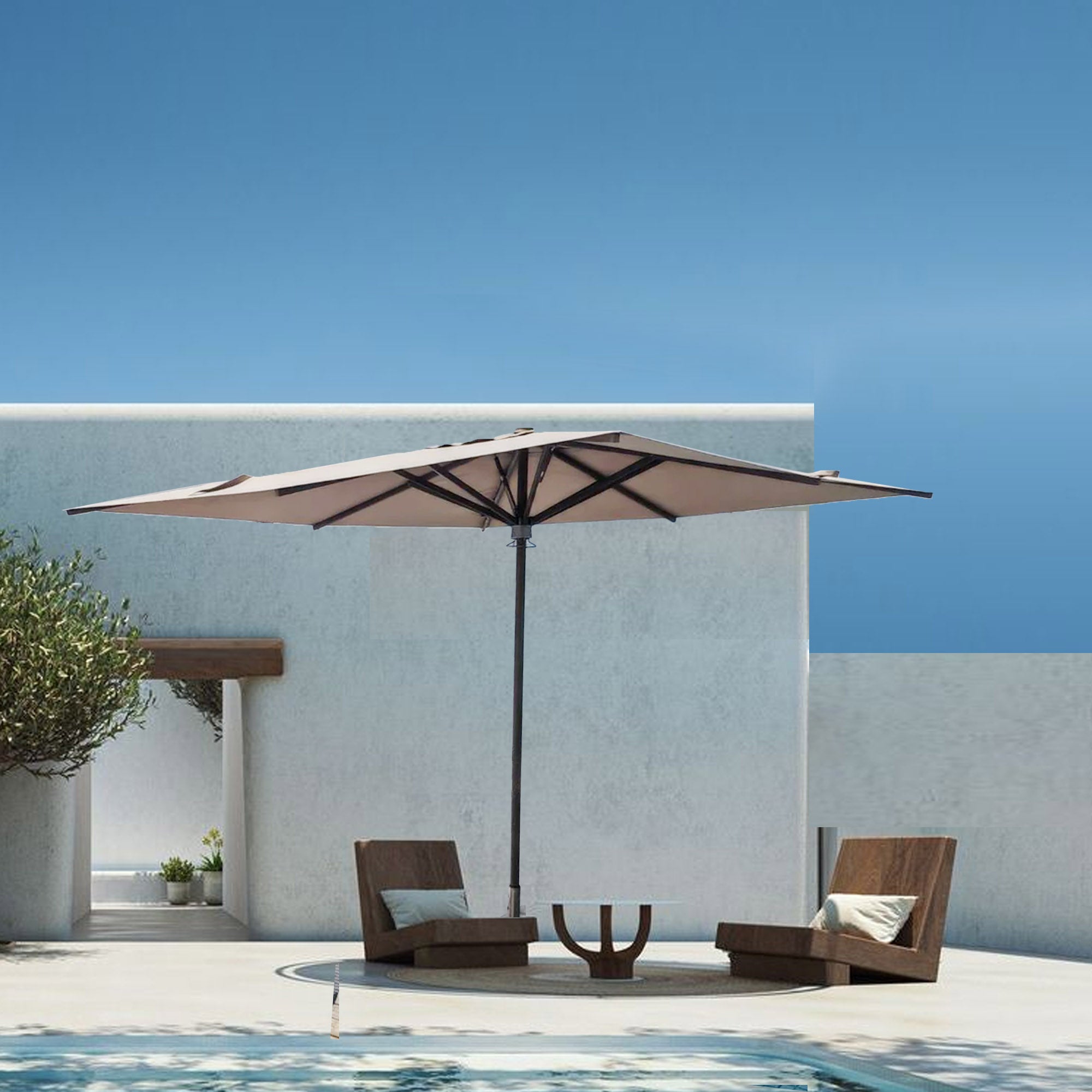 Luxury Hydraulic Center Pole Umbrella MS-1602-2A-LED -  Outdoor Umbrellas - ebarza Furniture UAE | Shop Modern Furniture in Abu Dhabi & Dubai - مفروشات ايبازرا في الامارات | تسوق اثاث عصري وديكورات مميزة في دبي وابوظبي