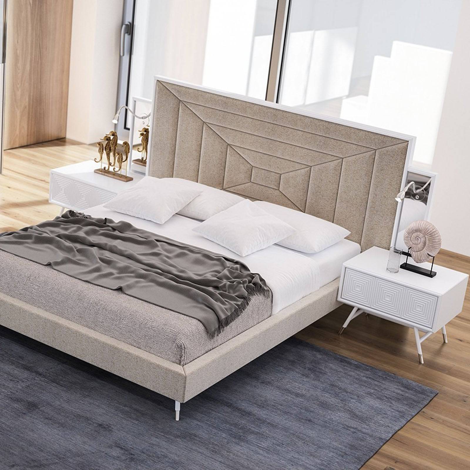 Vela Bedstead Vela009-W-Bedstaed -  Bedsteads - ebarza Furniture UAE | Shop Modern Furniture in Abu Dhabi & Dubai - مفروشات ايبازرا في الامارات | تسوق اثاث عصري وديكورات مميزة في دبي وابوظبي