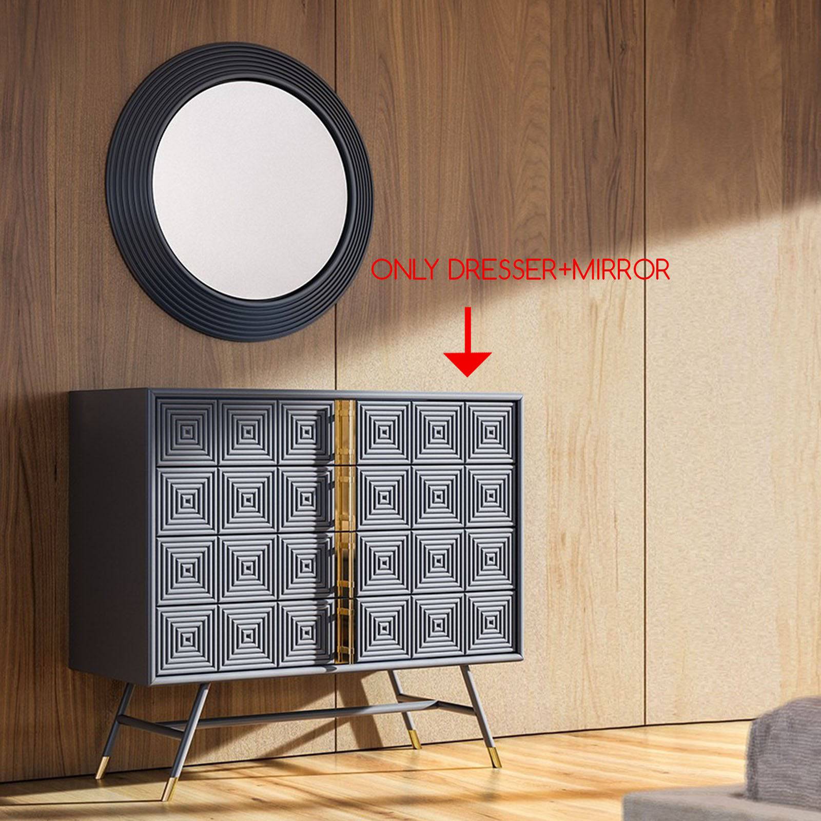 Vela Dresser & Mirror Vela009-G-Dresser+Mirror -  Dressers and Mirrors - ebarza Furniture UAE | Shop Modern Furniture in Abu Dhabi & Dubai - مفروشات ايبازرا في الامارات | تسوق اثاث عصري وديكورات مميزة في دبي وابوظبي