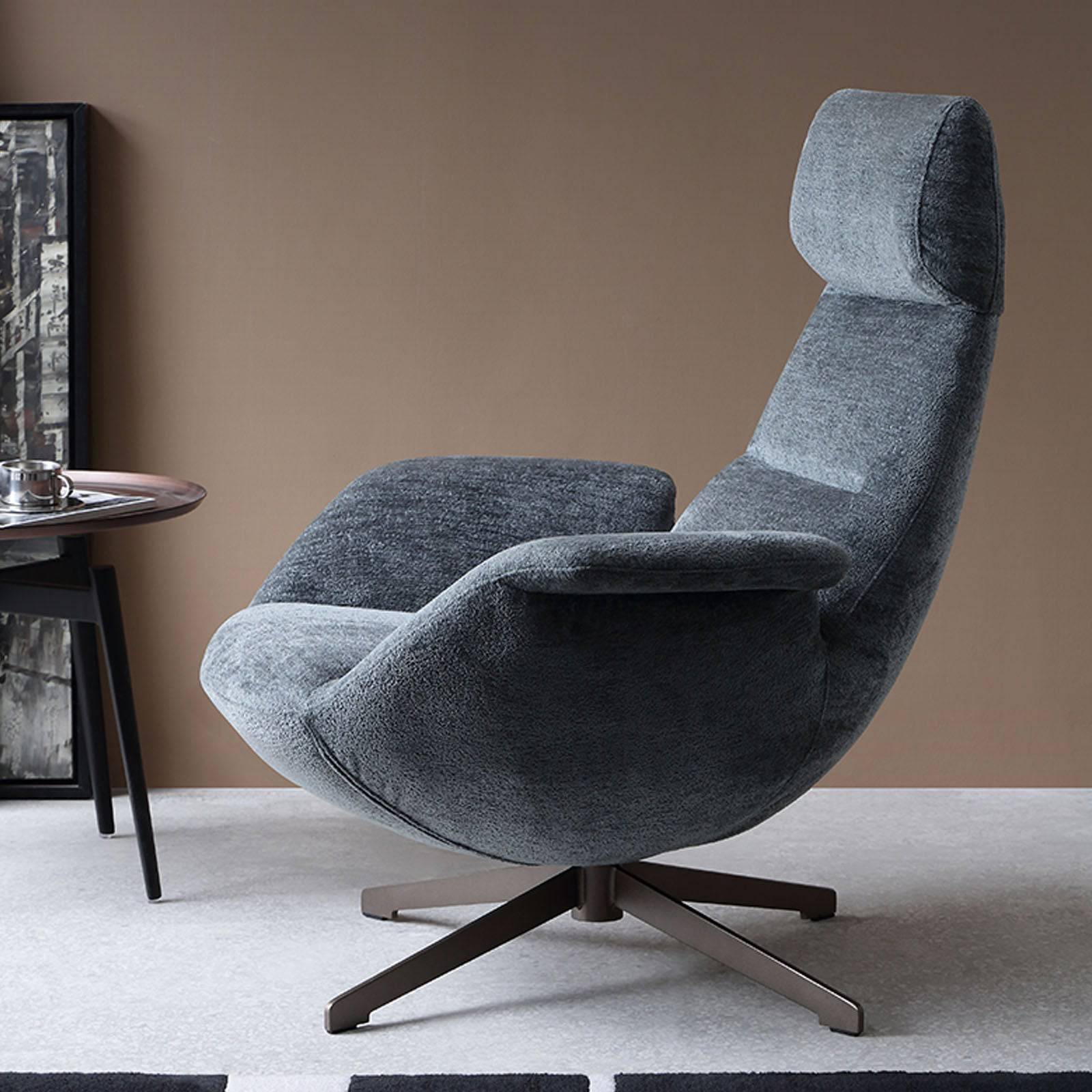 Venezia Swivel Lounge Chair Lc015-Grey -  Lounge Chairs - ebarza Furniture UAE | Shop Modern Furniture in Abu Dhabi & Dubai - مفروشات ايبازرا في الامارات | تسوق اثاث عصري وديكورات مميزة في دبي وابوظبي