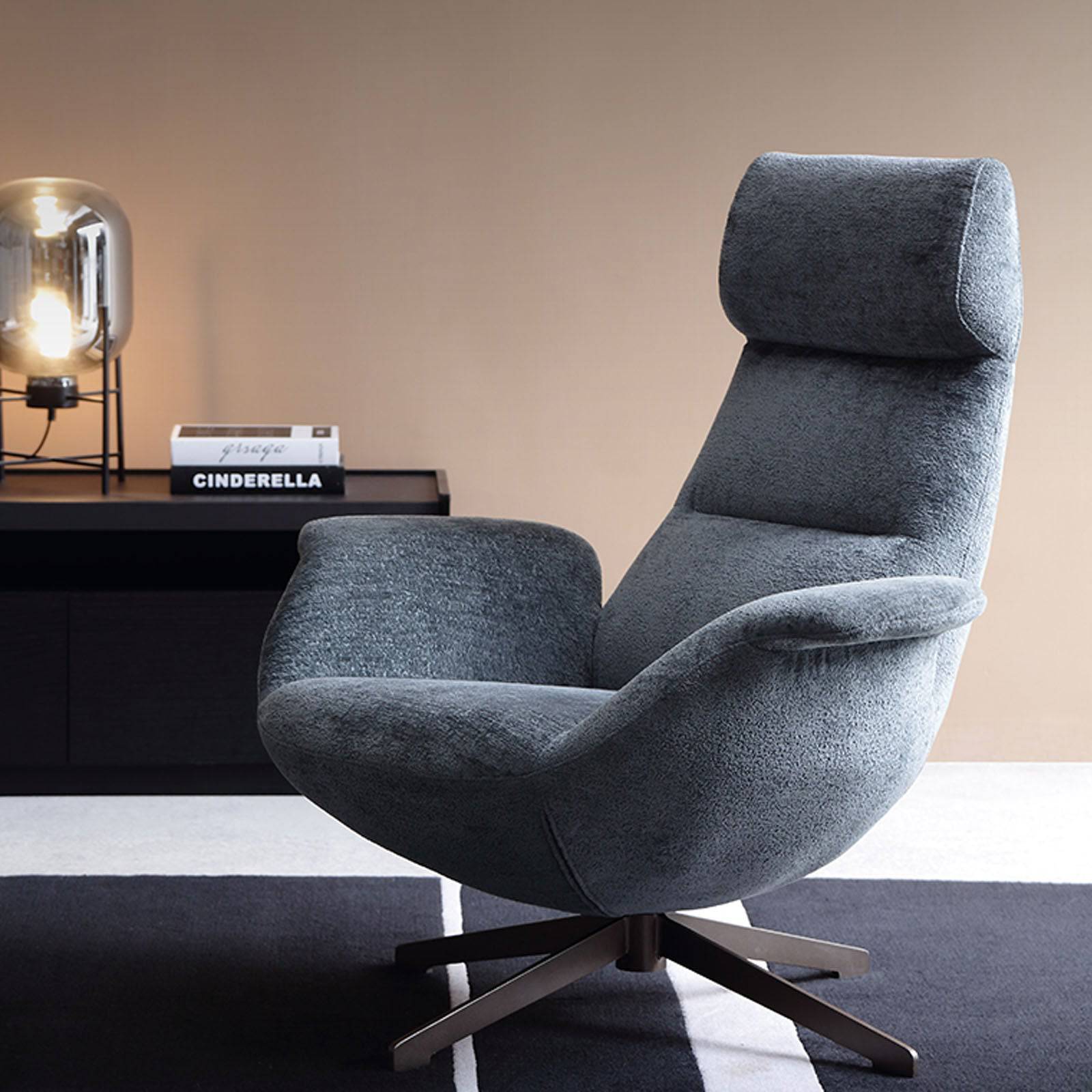 Venezia Swivel Lounge Chair Lc015-Grey -  Lounge Chairs - ebarza Furniture UAE | Shop Modern Furniture in Abu Dhabi & Dubai - مفروشات ايبازرا في الامارات | تسوق اثاث عصري وديكورات مميزة في دبي وابوظبي