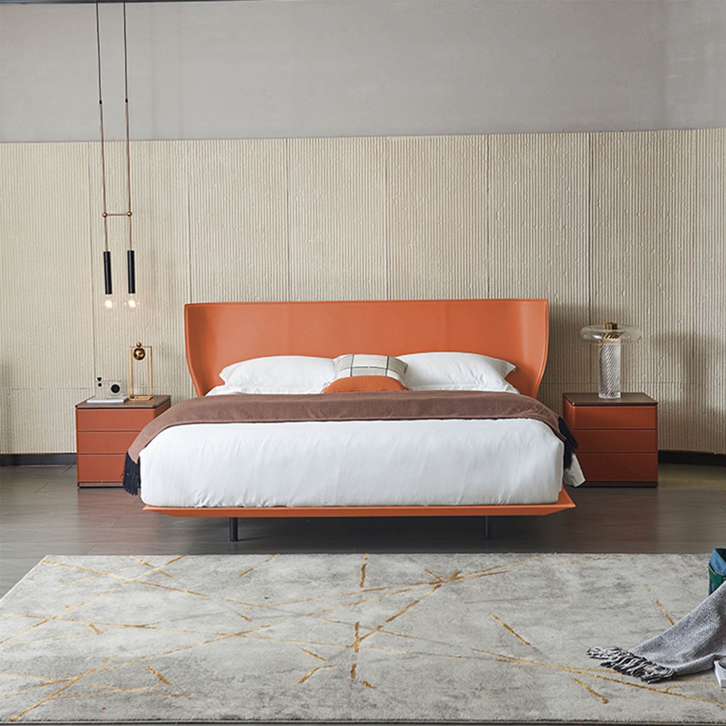 Verona Orange Queen Size Bed MLL-F13 Q -  Bedsteads - ebarza Furniture UAE | Shop Modern Furniture in Abu Dhabi & Dubai - مفروشات ايبازرا في الامارات | تسوق اثاث عصري وديكورات مميزة في دبي وابوظبي