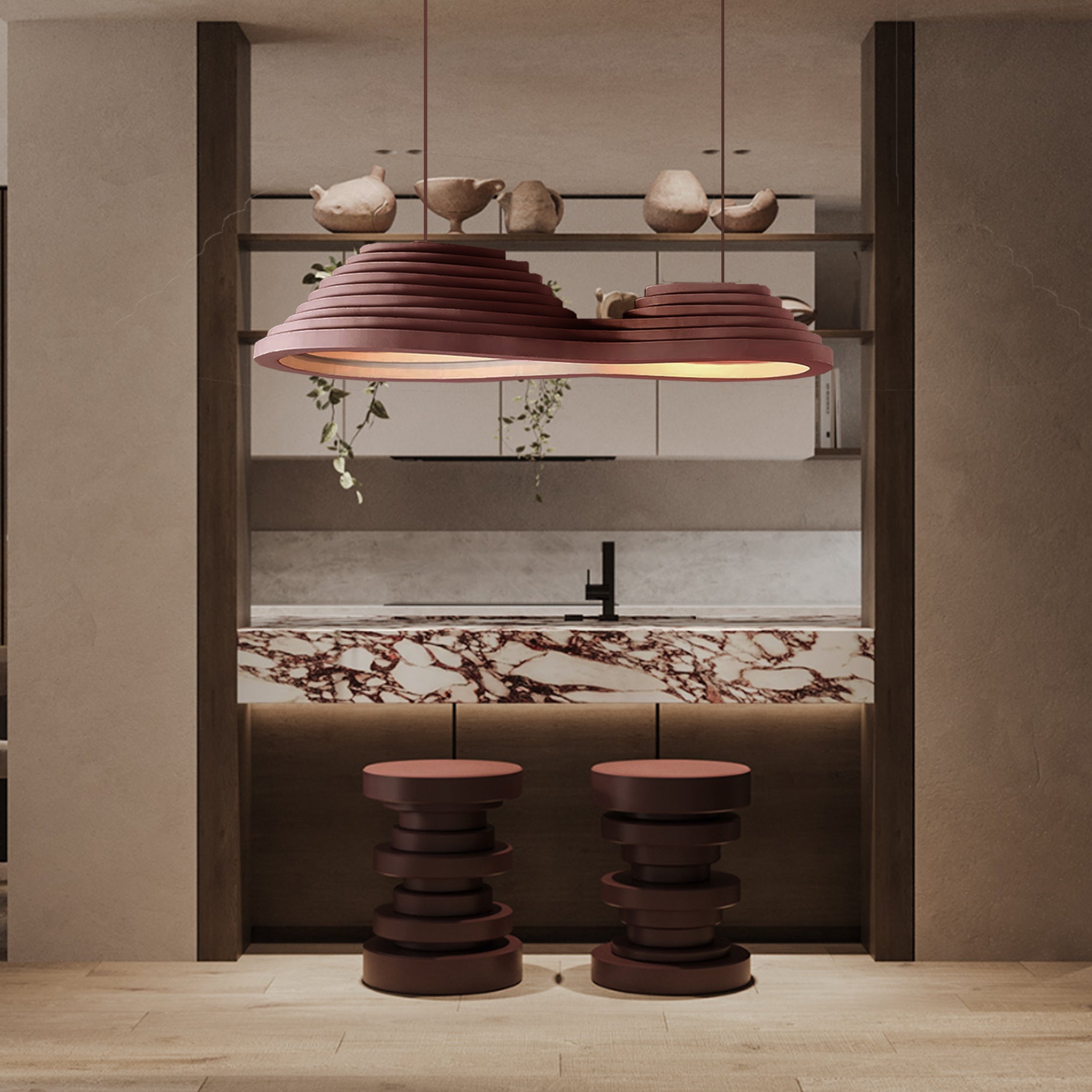 Wabi Sabi Clay Pendant Light HTD-IW1433-075-Clay -  Pendant Lamps - ebarza Furniture UAE | Shop Modern Furniture in Abu Dhabi & Dubai - مفروشات ايبازرا في الامارات | تسوق اثاث عصري وديكورات مميزة في دبي وابوظبي