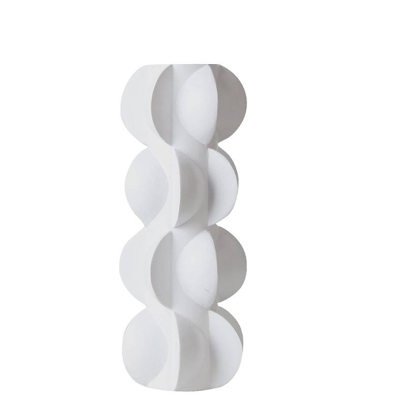 White Circle Resin Vase Fa-Sz2018B -  Vases - ebarza Furniture UAE | Shop Modern Furniture in Abu Dhabi & Dubai - مفروشات ايبازرا في الامارات | تسوق اثاث عصري وديكورات مميزة في دبي وابوظبي