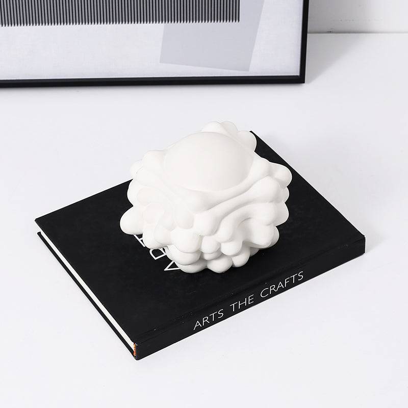 White Corṛugated Ball -A Fa-D21070A -  Home Decor Figurines | ديكور كرة بيضاء مموجة - ebarza Furniture UAE | Shop Modern Furniture in Abu Dhabi & Dubai - مفروشات ايبازرا في الامارات | تسوق اثاث عصري وديكورات مميزة في دبي وابوظبي