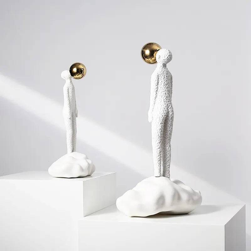 White & Gold Resin Figurative Sculpture - Large Fc-Sz2181A -  Home Decor Figurines | نحت تصويري من الراتنج الأبيض والذهبي - كبير - ebarza Furniture UAE | Shop Modern Furniture in Abu Dhabi & Dubai - مفروشات ايبازرا في الامارات | تسوق اثاث عصري وديكورات مميزة في دبي وابوظبي