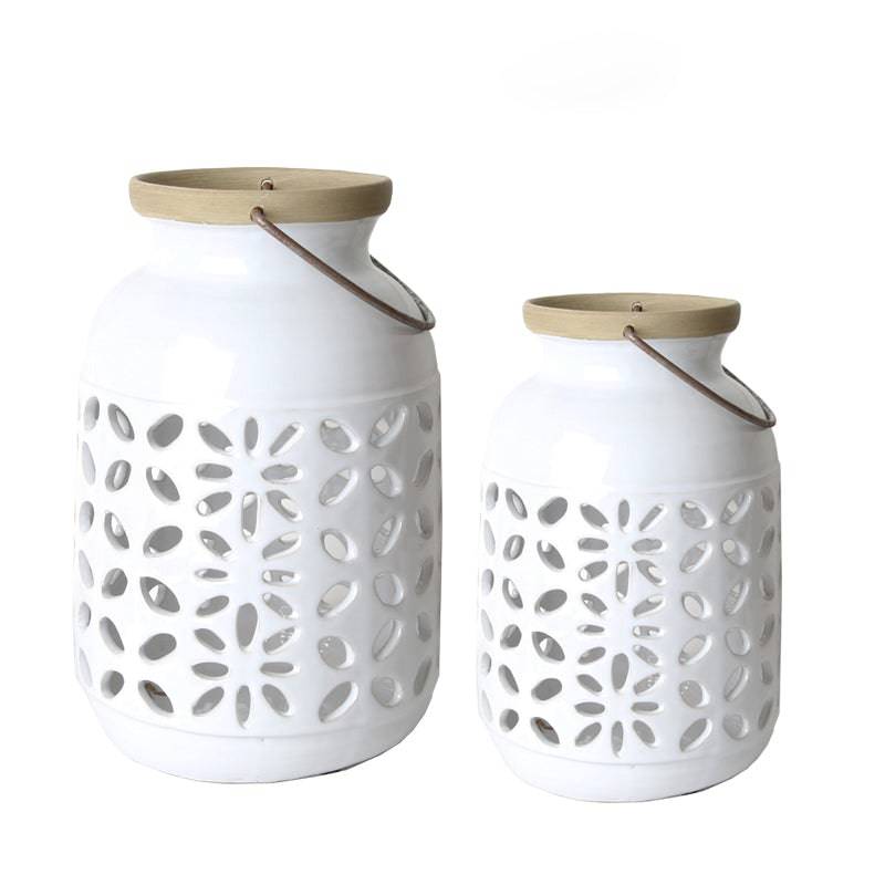 White Hurricane Lantern-A Fa-D2001A -  Candle Holders | فانوس أبيض - ebarza Furniture UAE | Shop Modern Furniture in Abu Dhabi & Dubai - مفروشات ايبازرا في الامارات | تسوق اثاث عصري وديكورات مميزة في دبي وابوظبي