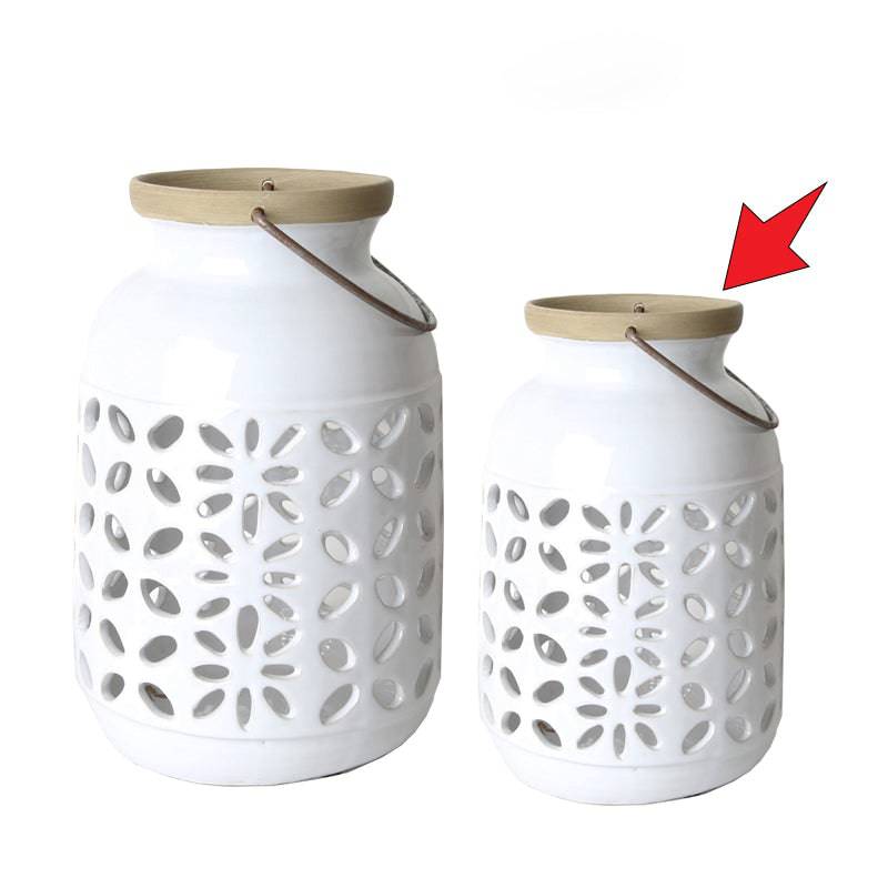 White Hurricane Lantern-B Fa-D2001B -  Candle Holders | فانوس أبيض - ebarza Furniture UAE | Shop Modern Furniture in Abu Dhabi & Dubai - مفروشات ايبازرا في الامارات | تسوق اثاث عصري وديكورات مميزة في دبي وابوظبي