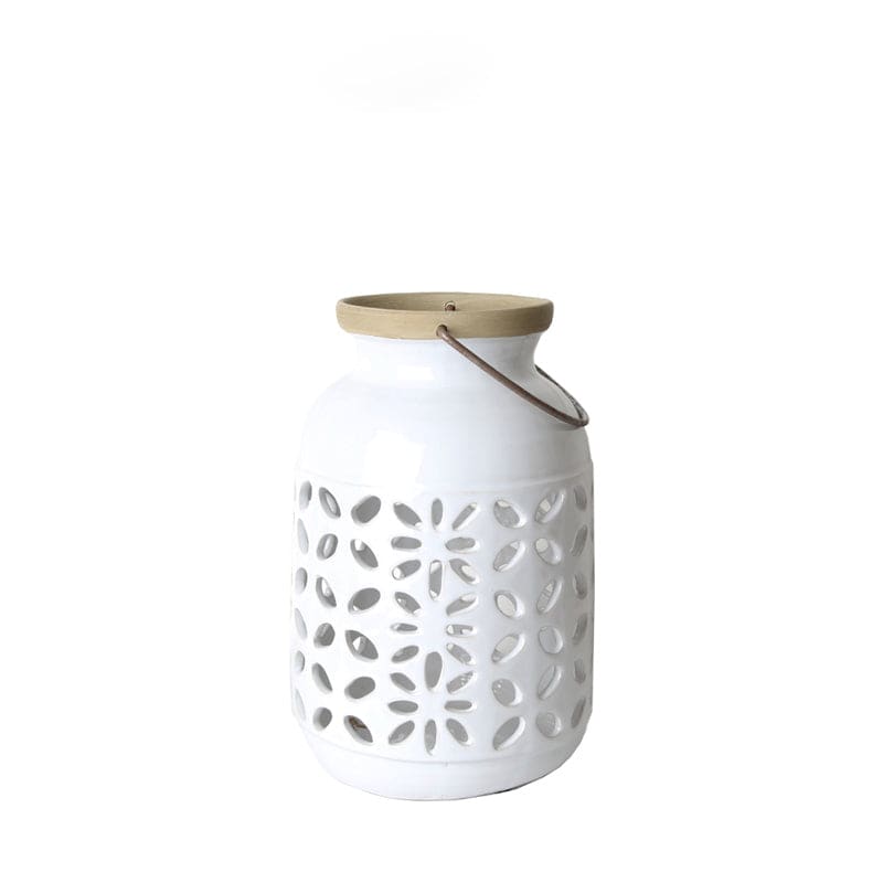 White Hurricane Lantern-B Fa-D2001B -  Candle Holders | فانوس أبيض - ebarza Furniture UAE | Shop Modern Furniture in Abu Dhabi & Dubai - مفروشات ايبازرا في الامارات | تسوق اثاث عصري وديكورات مميزة في دبي وابوظبي