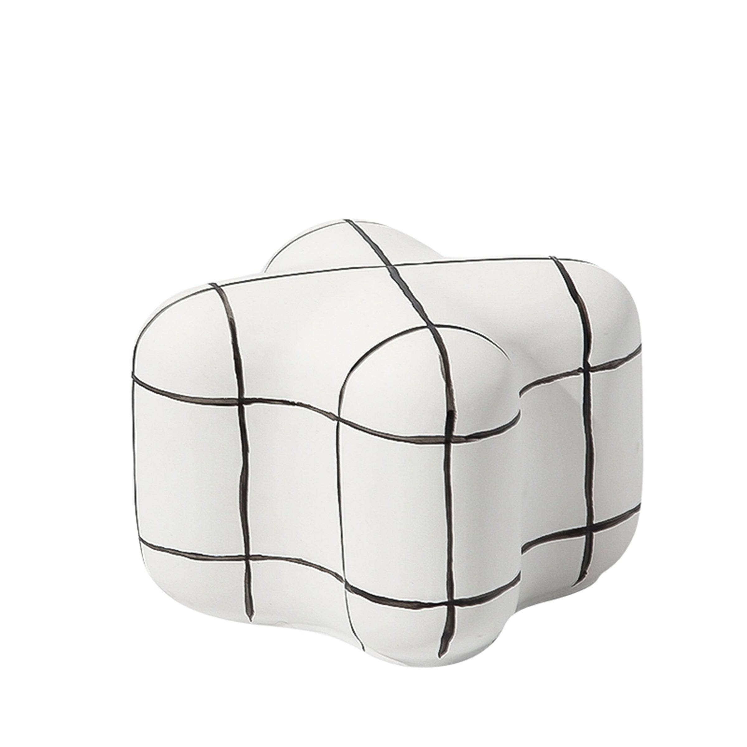 White Line Square Ornament-B Fa-D21097B -  Home Decor Figurines | ديكور مربعة الخط الأبيض - ebarza Furniture UAE | Shop Modern Furniture in Abu Dhabi & Dubai - مفروشات ايبازرا في الامارات | تسوق اثاث عصري وديكورات مميزة في دبي وابوظبي