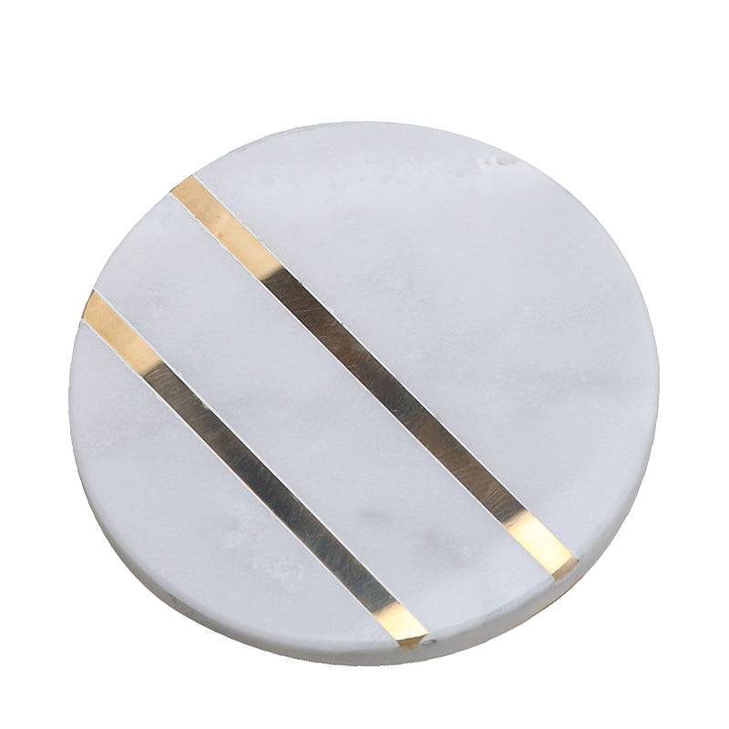 White Marble Coaster Circular Fb-T1922A -  Coasters | كوستر رخام أبيض دائري - ebarza Furniture UAE | Shop Modern Furniture in Abu Dhabi & Dubai - مفروشات ايبازرا في الامارات | تسوق اثاث عصري وديكورات مميزة في دبي وابوظبي