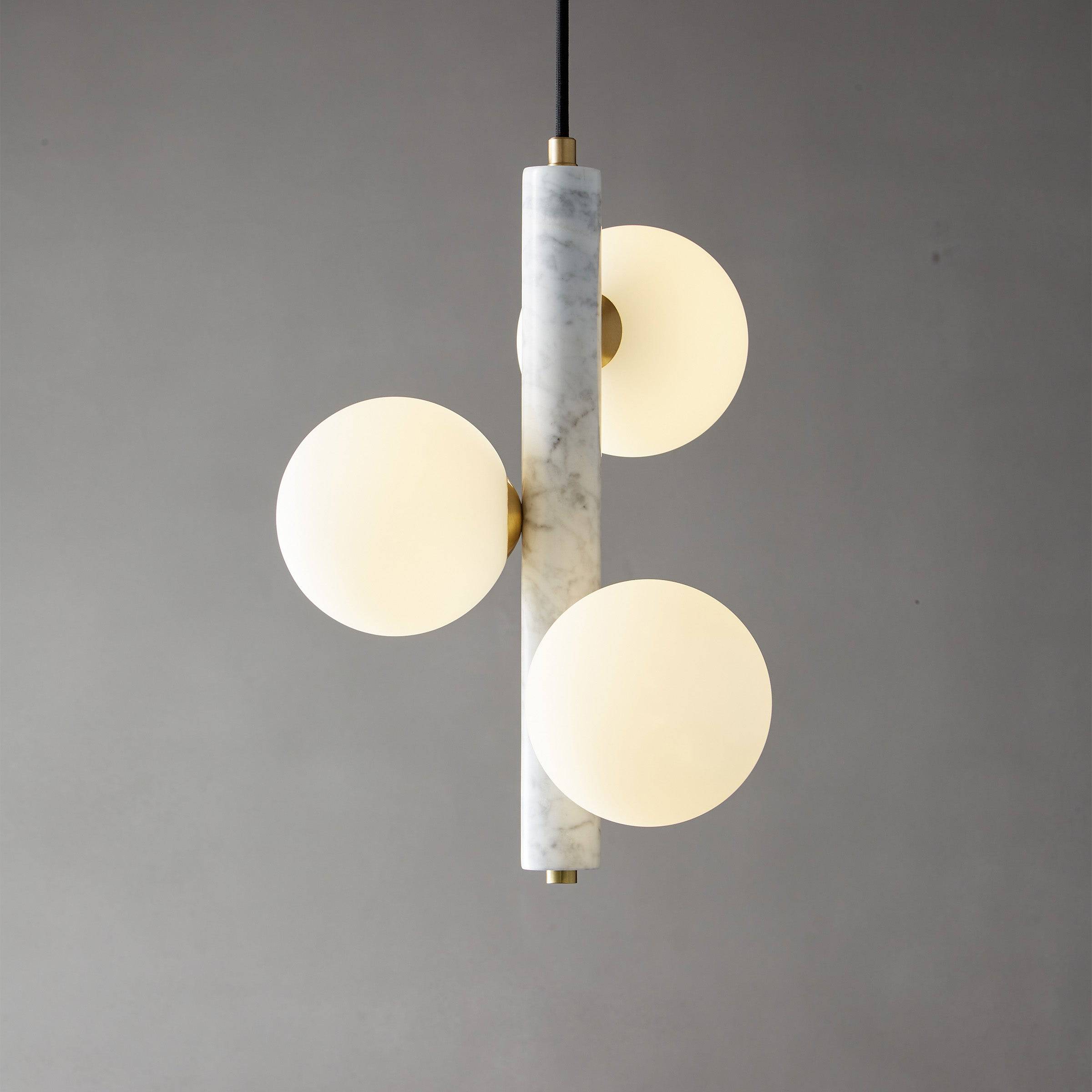 White Marble Pendant Lamp 7702-3-We -  Pendant Lamps | المصباح المعلق من الرخام الأبيض - ebarza Furniture UAE | Shop Modern Furniture in Abu Dhabi & Dubai - مفروشات ايبازرا في الامارات | تسوق اثاث عصري وديكورات مميزة في دبي وابوظبي