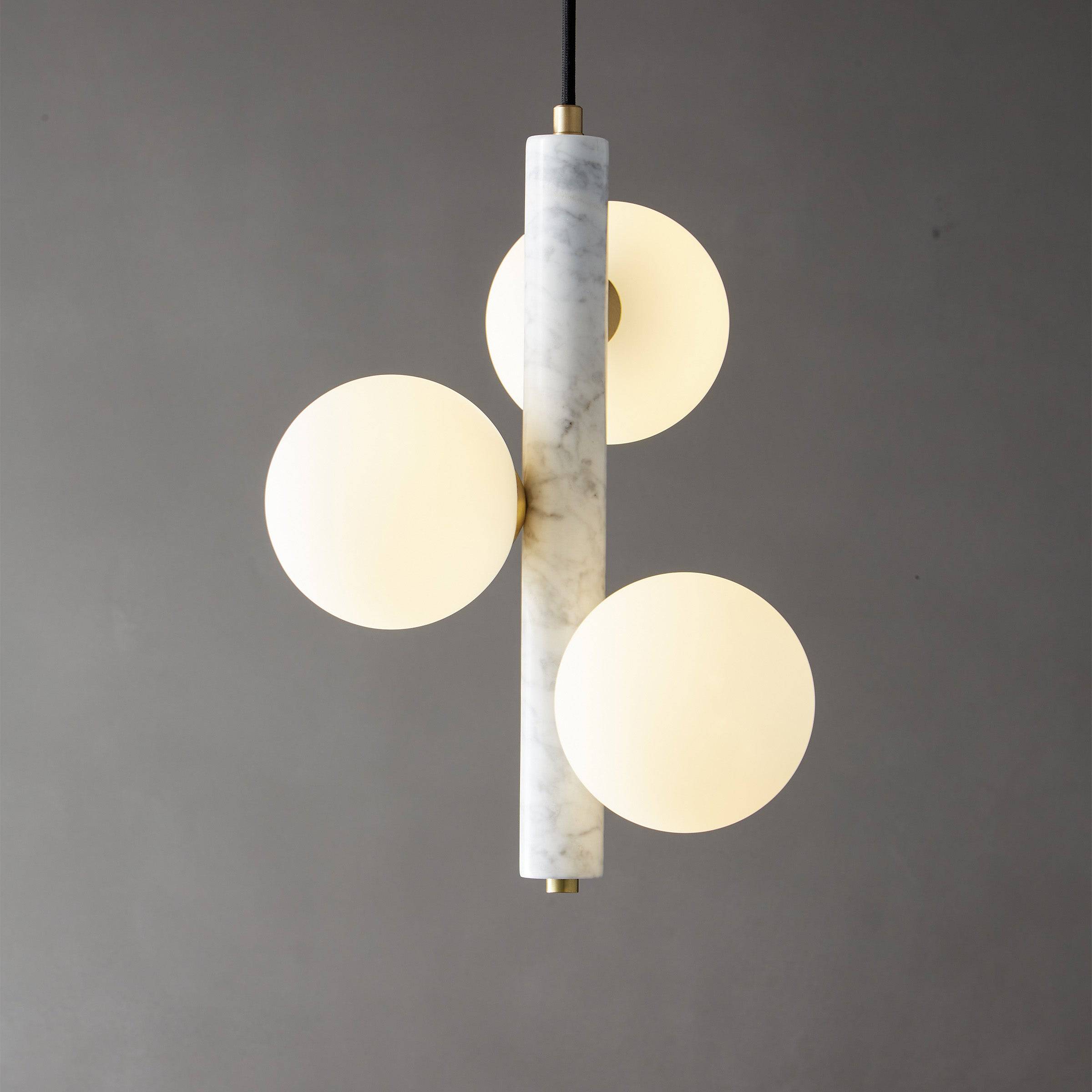 White Marble Pendant Lamp 7702-3-We -  Pendant Lamps | المصباح المعلق من الرخام الأبيض - ebarza Furniture UAE | Shop Modern Furniture in Abu Dhabi & Dubai - مفروشات ايبازرا في الامارات | تسوق اثاث عصري وديكورات مميزة في دبي وابوظبي