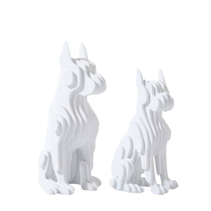 White Resin Abstract Dog Sculpture Fc-Sz2133A -  Home Decor Figurines | تمثال كلب تجريدي من الراتنج الأبيض - صغير - ebarza Furniture UAE | Shop Modern Furniture in Abu Dhabi & Dubai - مفروشات ايبازرا في الامارات | تسوق اثاث عصري وديكورات مميزة في دبي وابوظبي