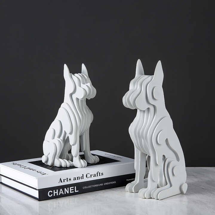 White Resin Abstract Dog Sculpture Fc-Sz2133A -  Home Decor Figurines | تمثال كلب تجريدي من الراتنج الأبيض - صغير - ebarza Furniture UAE | Shop Modern Furniture in Abu Dhabi & Dubai - مفروشات ايبازرا في الامارات | تسوق اثاث عصري وديكورات مميزة في دبي وابوظبي