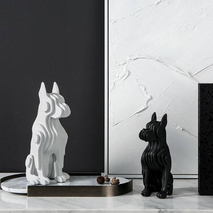 White Resin Abstract Dog Sculpture Fc-Sz2133A -  Home Decor Figurines | تمثال كلب تجريدي من الراتنج الأبيض - صغير - ebarza Furniture UAE | Shop Modern Furniture in Abu Dhabi & Dubai - مفروشات ايبازرا في الامارات | تسوق اثاث عصري وديكورات مميزة في دبي وابوظبي