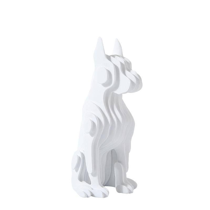 White Resin Abstract Dog Sculpture Fc-Sz2133A -  Home Decor Figurines | تمثال كلب تجريدي من الراتنج الأبيض - صغير - ebarza Furniture UAE | Shop Modern Furniture in Abu Dhabi & Dubai - مفروشات ايبازرا في الامارات | تسوق اثاث عصري وديكورات مميزة في دبي وابوظبي