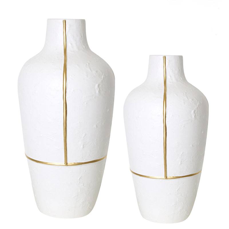 White Vase With Gold Thread-A Fa-D1954A -  Vases - ebarza Furniture UAE | Shop Modern Furniture in Abu Dhabi & Dubai - مفروشات ايبازرا في الامارات | تسوق اثاث عصري وديكورات مميزة في دبي وابوظبي