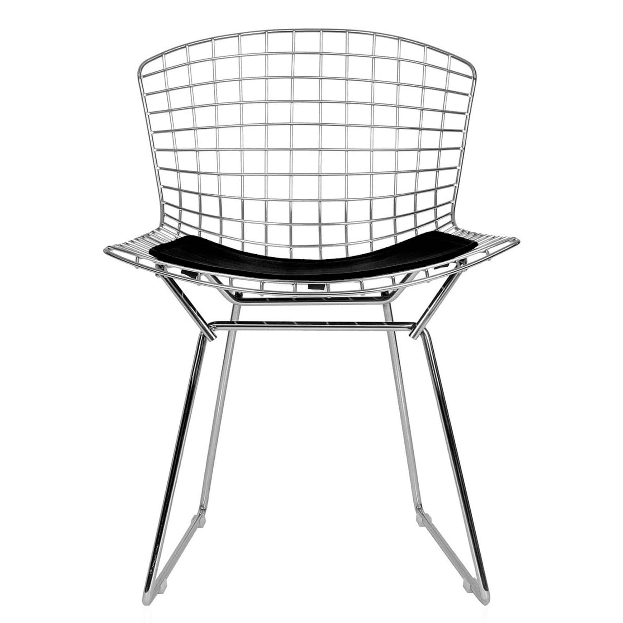 Wire Bar Stool & Pu Leather Cushion Bp8020-Cr(Black Cushion) -  Chairs | كرسي سلك ووسادة جلد طبيعي - ebarza Furniture UAE | Shop Modern Furniture in Abu Dhabi & Dubai - مفروشات ايبازرا في الامارات | تسوق اثاث عصري وديكورات مميزة في دبي وابوظبي