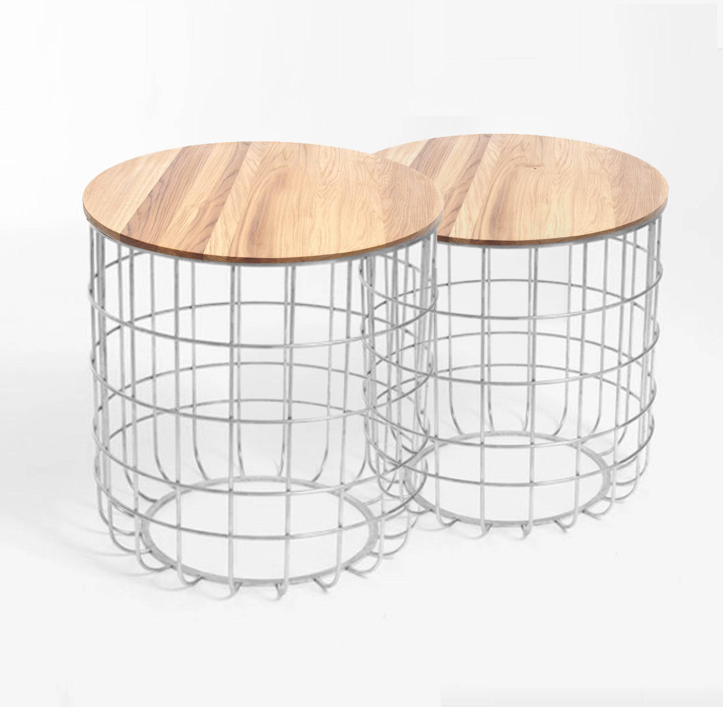 Wire Table With Solid Wood Top Bp8806W-N -  Side Tables - ebarza Furniture UAE | Shop Modern Furniture in Abu Dhabi & Dubai - مفروشات ايبازرا في الامارات | تسوق اثاث عصري وديكورات مميزة في دبي وابوظبي