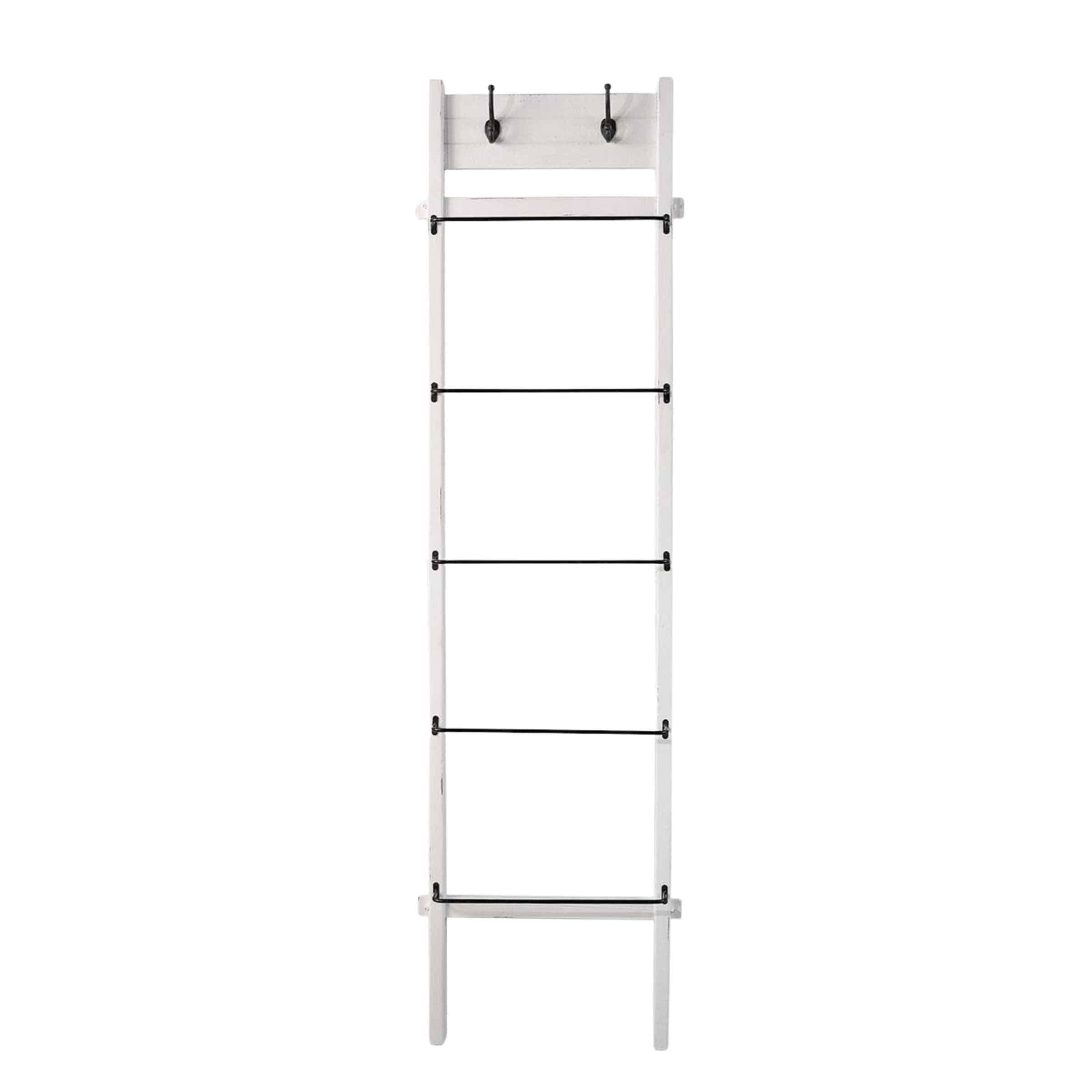 Wood And Metal Ladder 193 Cm - White 14436-01 -  Hangers | سلم خشبي ومعدني 193 سم - ابيض - ebarza Furniture UAE | Shop Modern Furniture in Abu Dhabi & Dubai - مفروشات ايبازرا في الامارات | تسوق اثاث عصري وديكورات مميزة في دبي وابوظبي