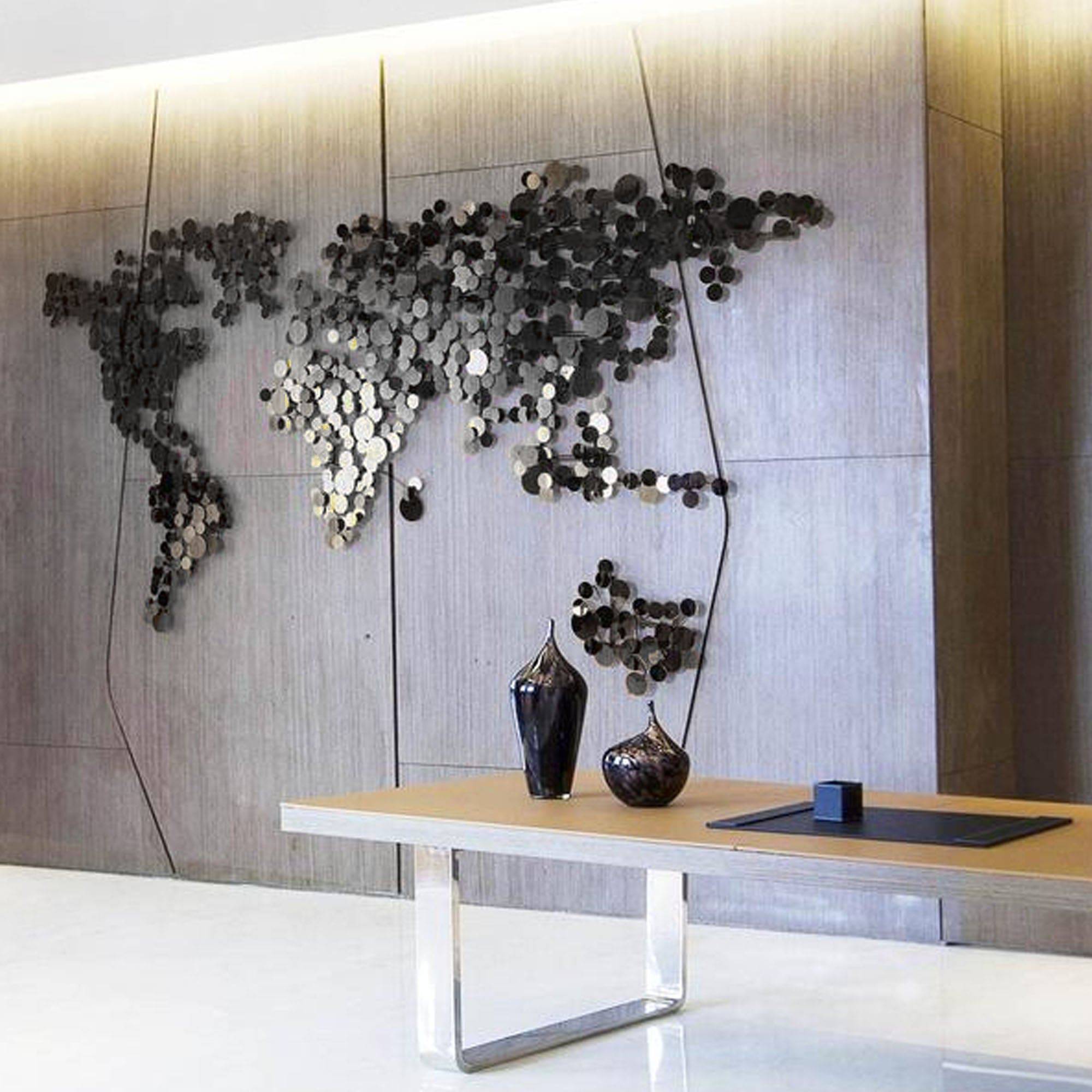 World Map Handcrafted Stainless Steel Artwork Z08025-Ch -  Artwork - ebarza Furniture UAE | Shop Modern Furniture in Abu Dhabi & Dubai - مفروشات ايبازرا في الامارات | تسوق اثاث عصري وديكورات مميزة في دبي وابوظبي