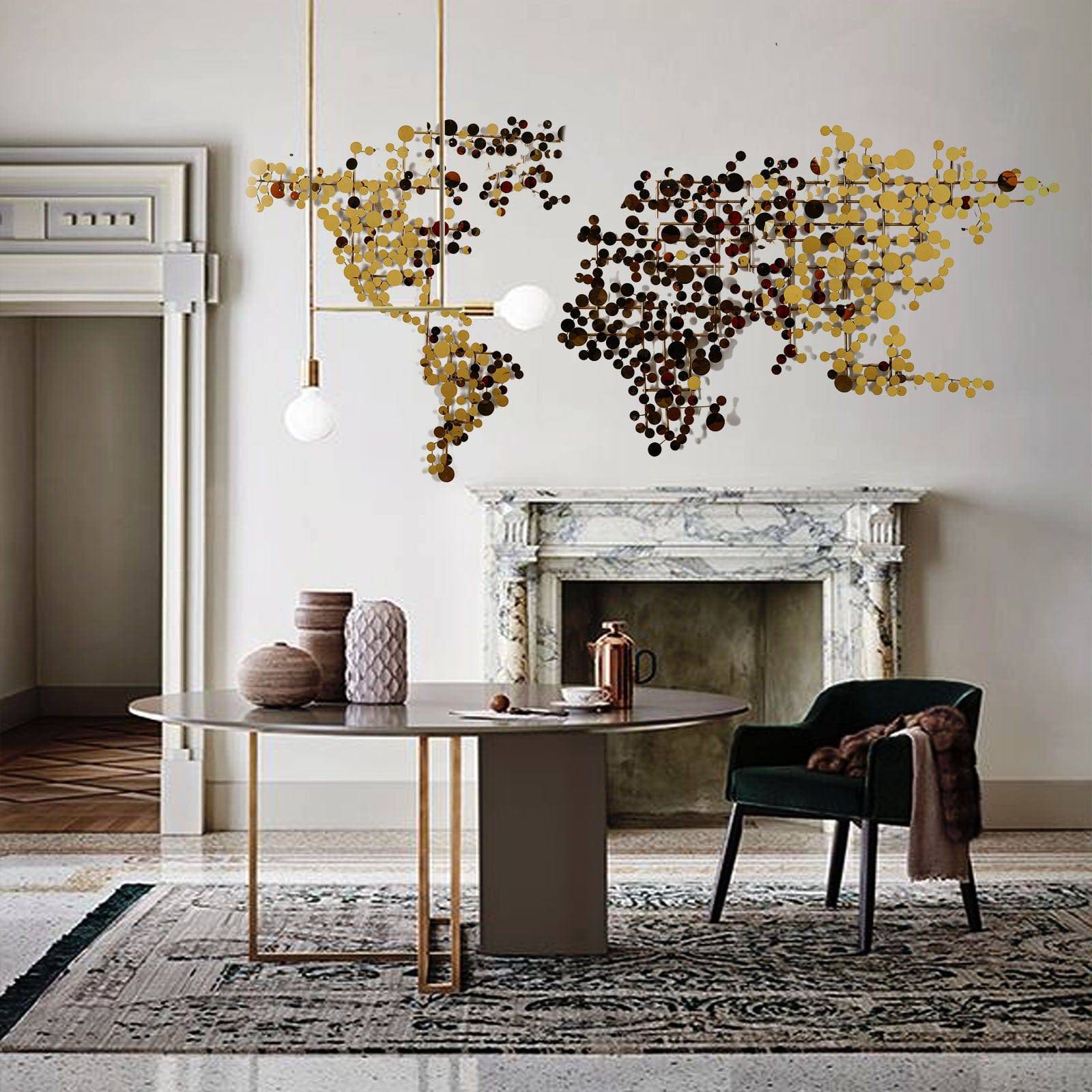 World Map Handcrafted Stainless Steel Artwork Z08025-G -  Artwork - ebarza Furniture UAE | Shop Modern Furniture in Abu Dhabi & Dubai - مفروشات ايبازرا في الامارات | تسوق اثاث عصري وديكورات مميزة في دبي وابوظبي